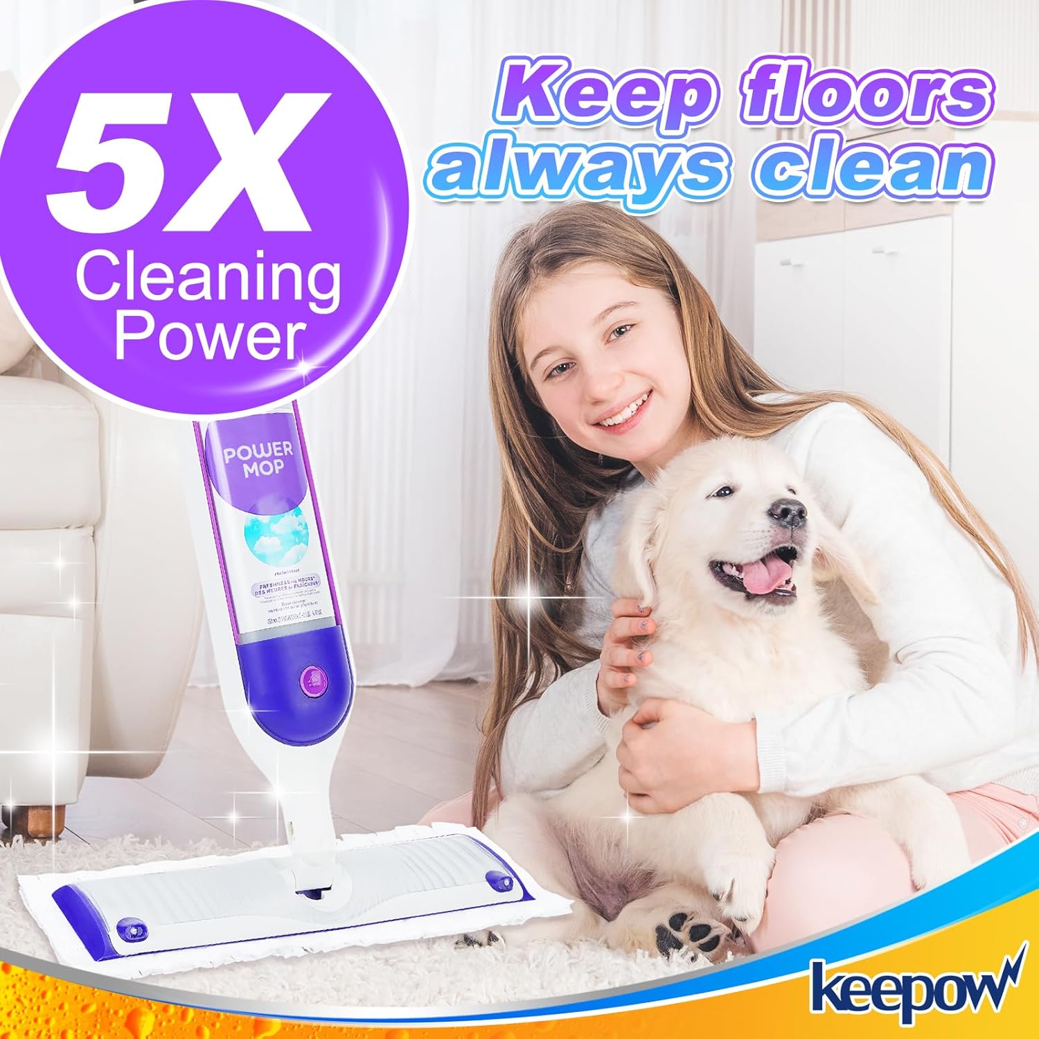 KEEPOW Disposable Mop Pads Refills 5 Pack Brown