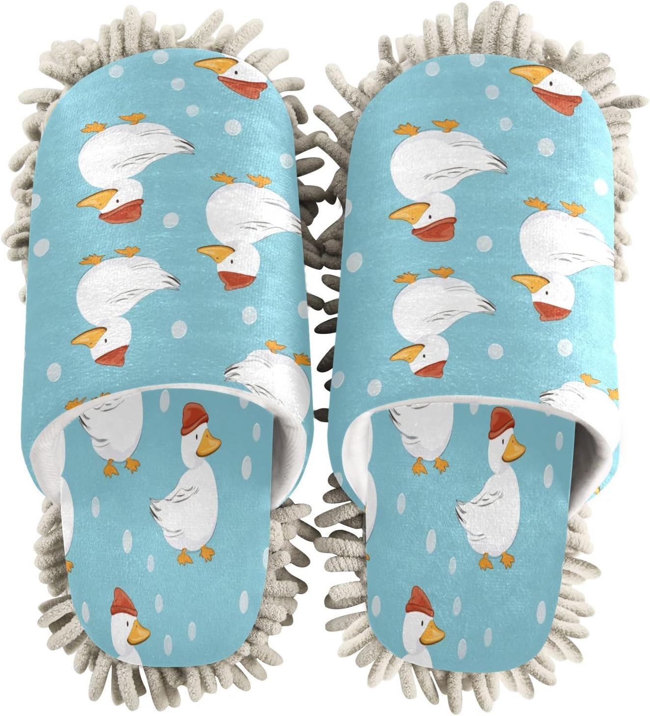 Bulletgxll Duck with Hats Microfiber Cleaning Slippers - L