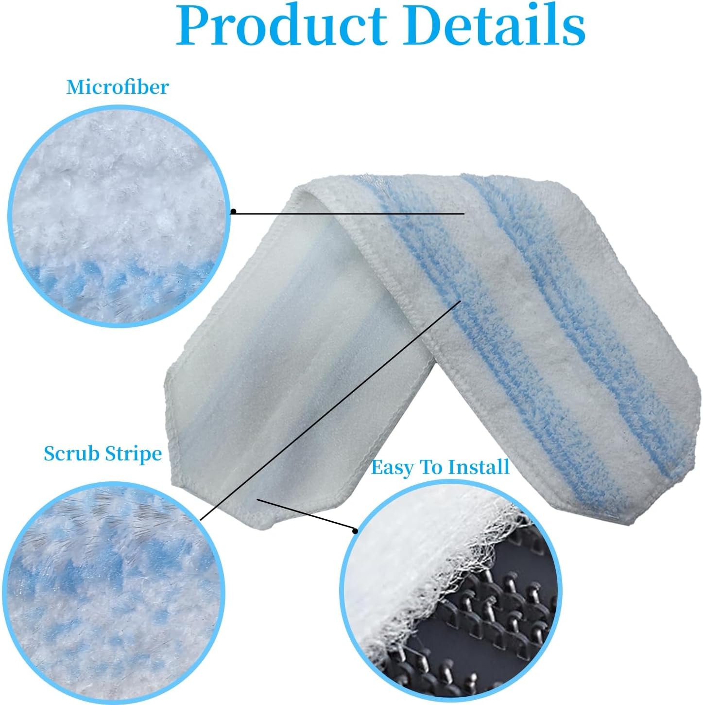 TETEPV Microfiber Mop Heads 6-Pack Reusable