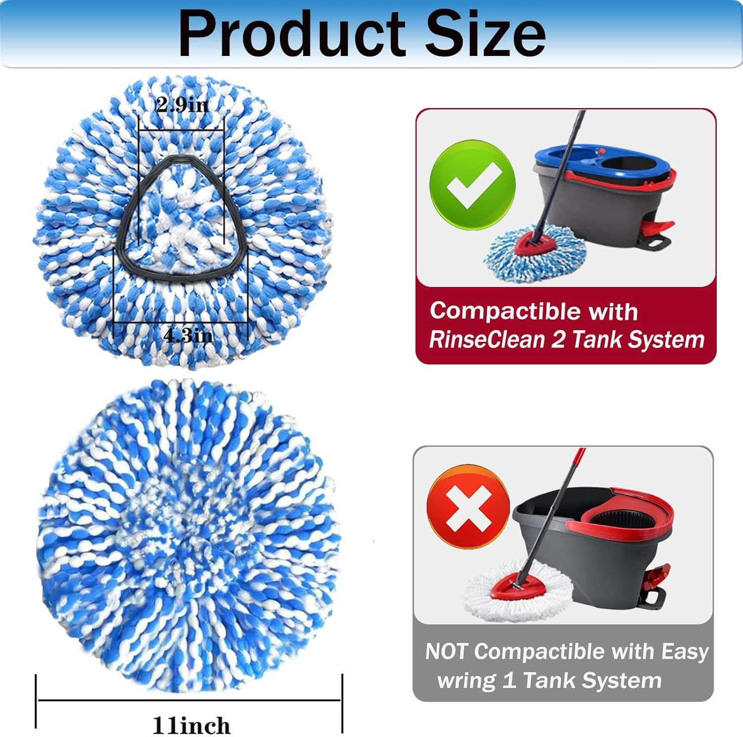 Fazlynyi 4-Pack Mop Replacement Heads for OCeda 2-Tank System