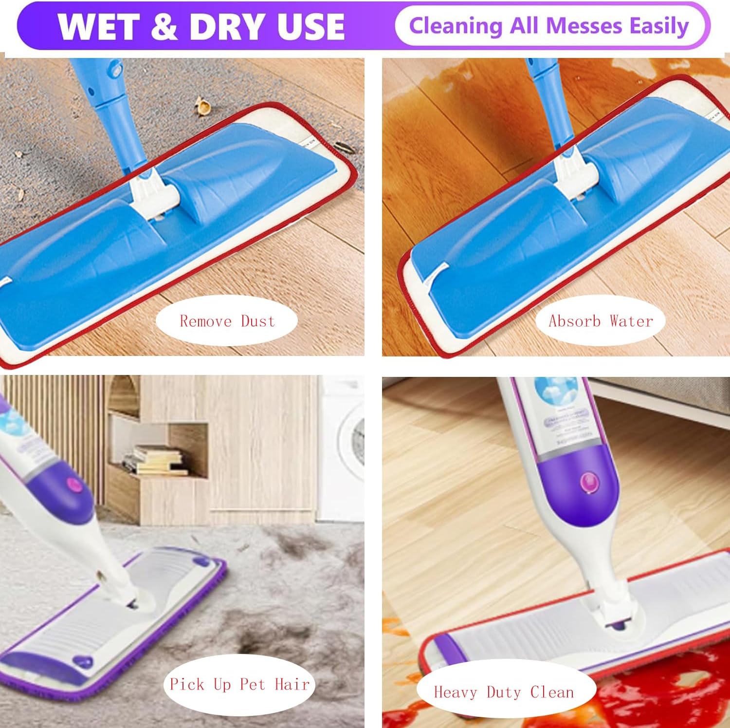 JAWAGA 8 Pack Microfiber Mop Replacement Pads
