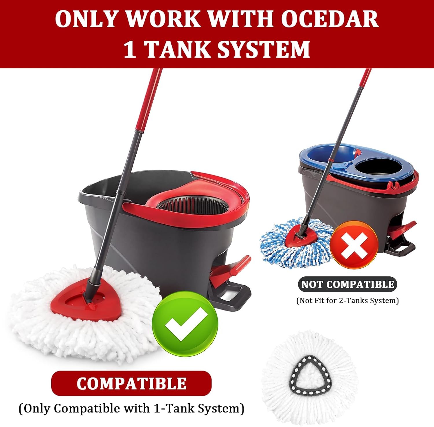 NICEMOVIC 5 Pack Spin Mop Replacement Heads