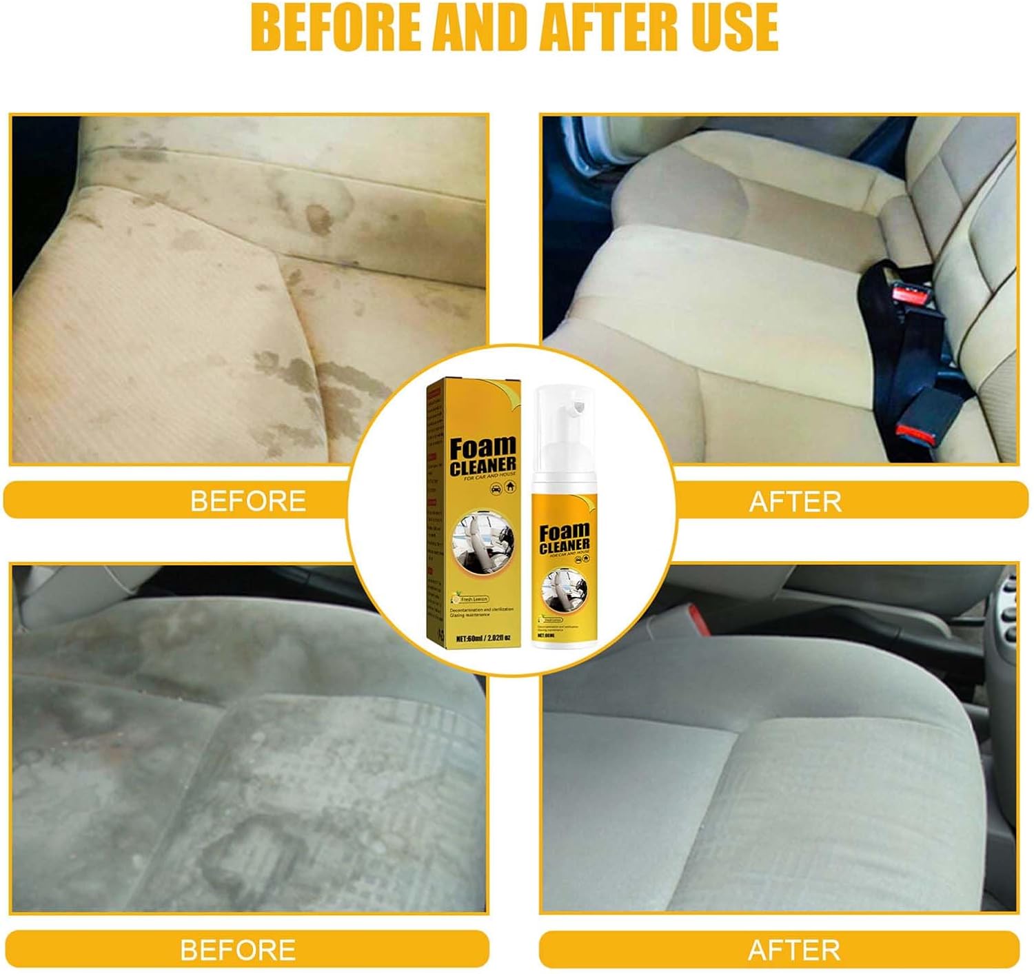 Premium Multi-Purpose Foam Cleaner for Car Steering Wheel and More