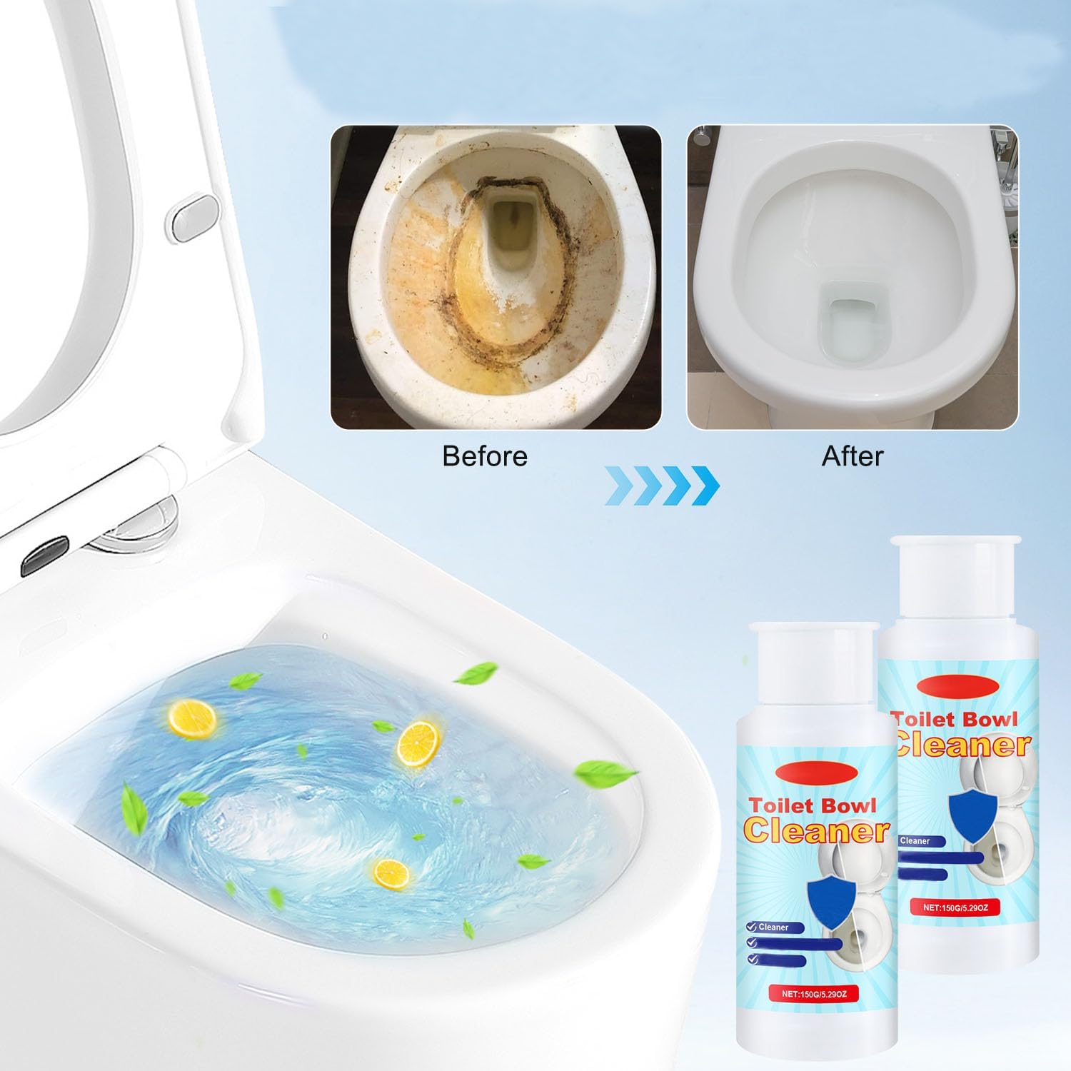 Rednow Splash Foam Toilet Cleaner 2pcs 1