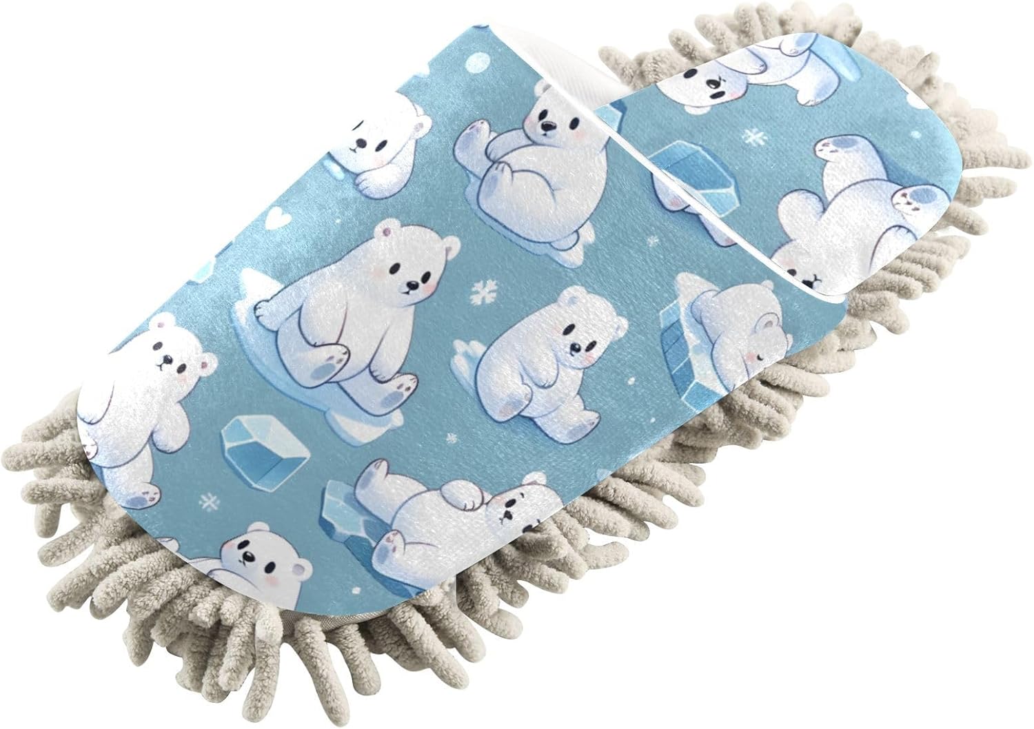 FLildon Microfiber Cleaning Slippers Polar Bears Mop Shoes