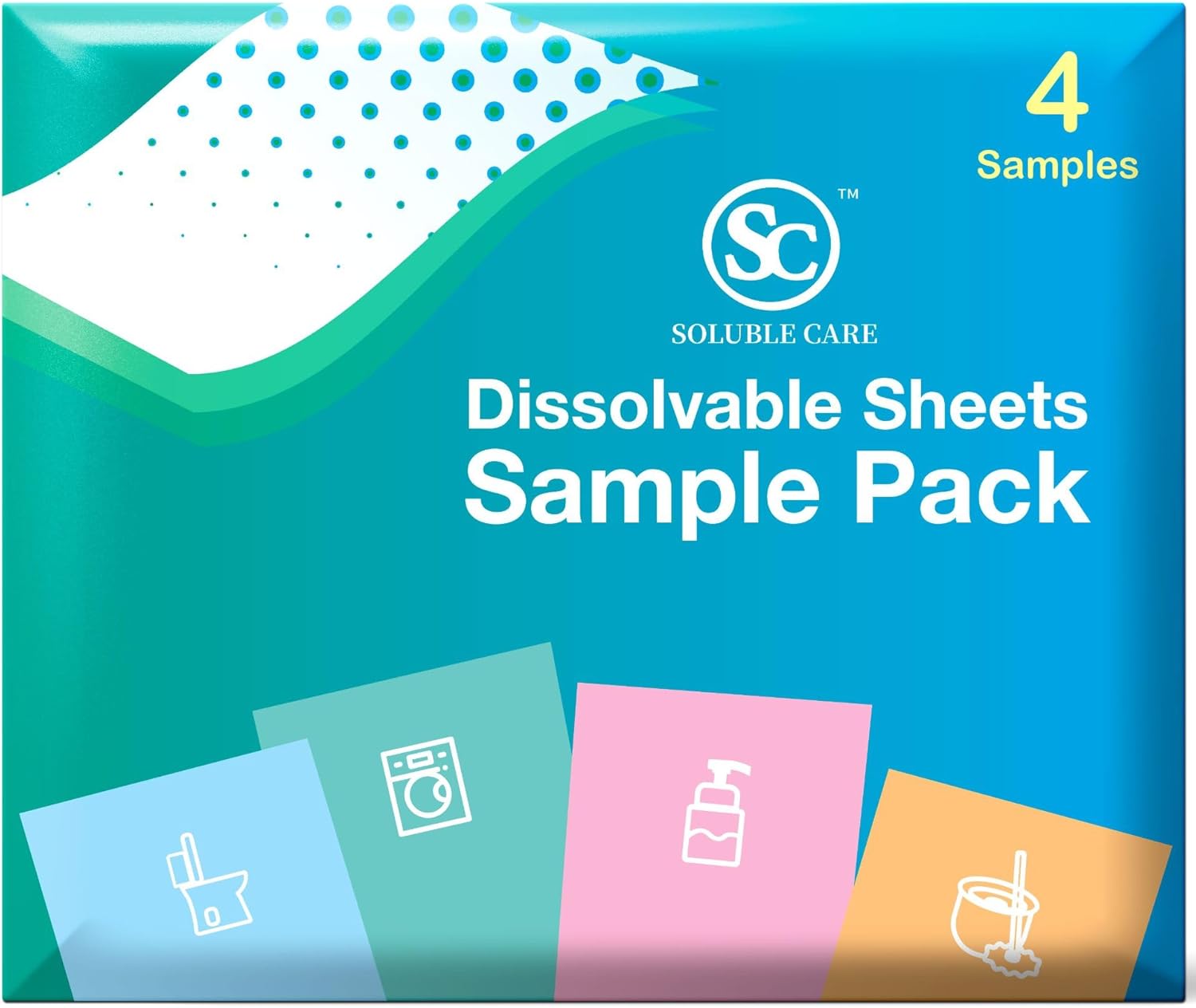 Soluble Care Sample Sheet Pack - Laundry Toilet Floor Hand Soap