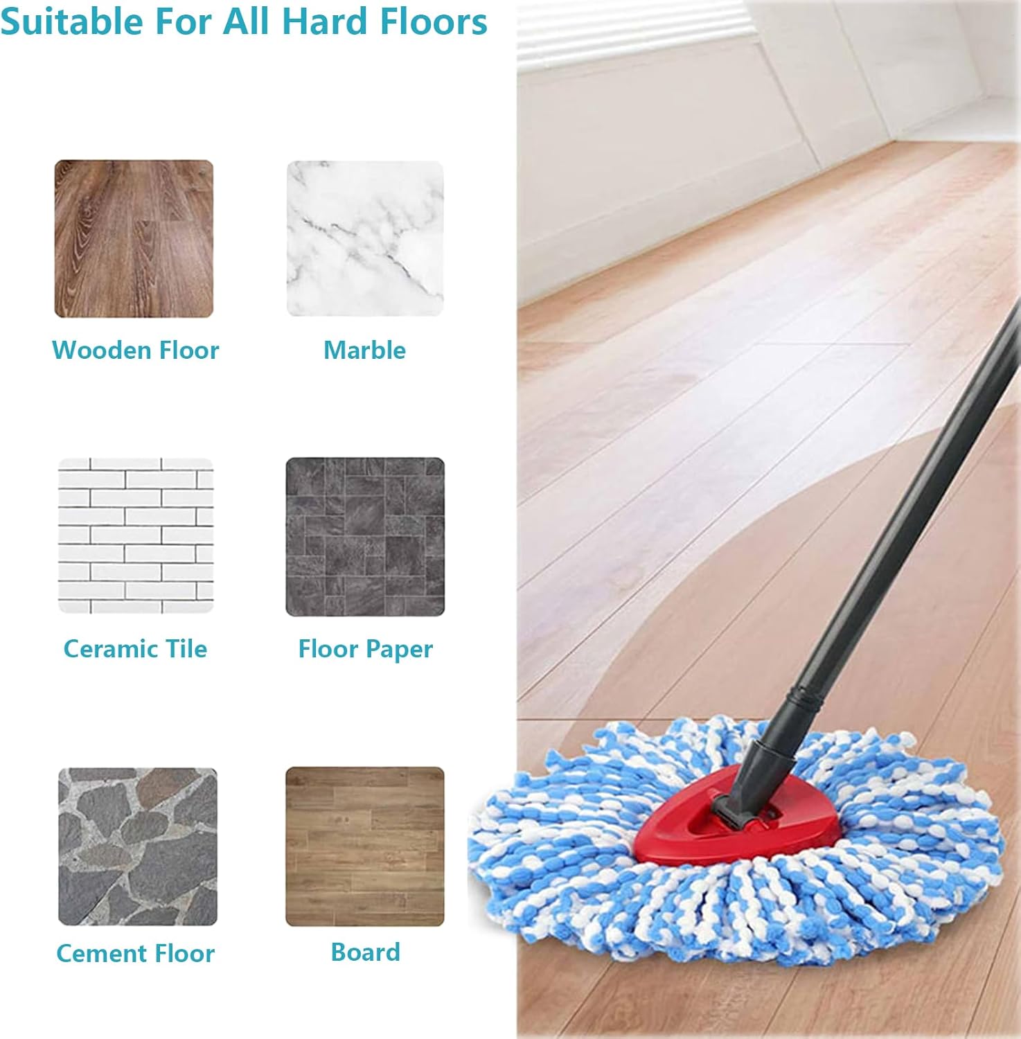 HANZENMA Spin Mop Replacement Head 3 Pack