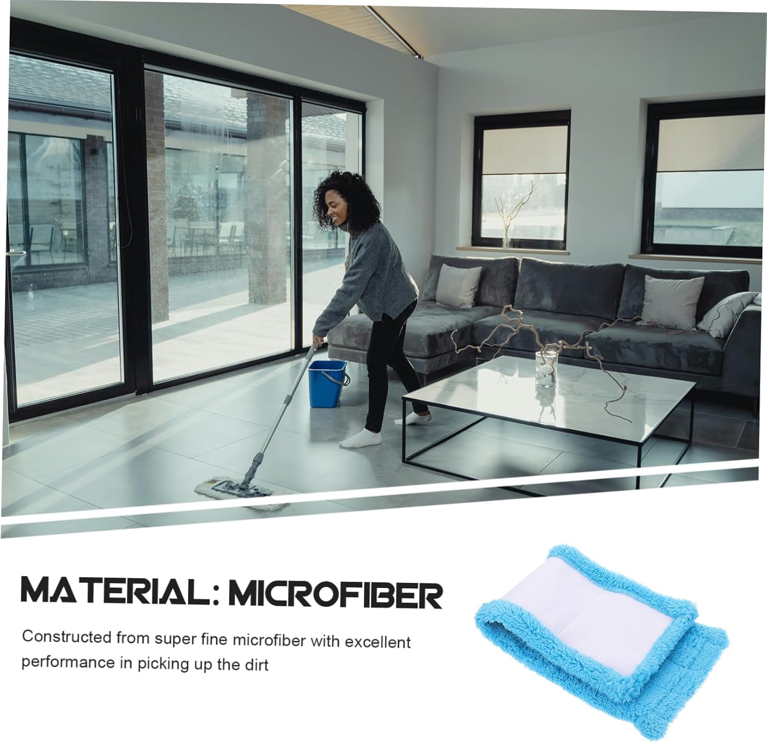 2pcs Microfiber Mop Head Replacement Pads for Cleaning