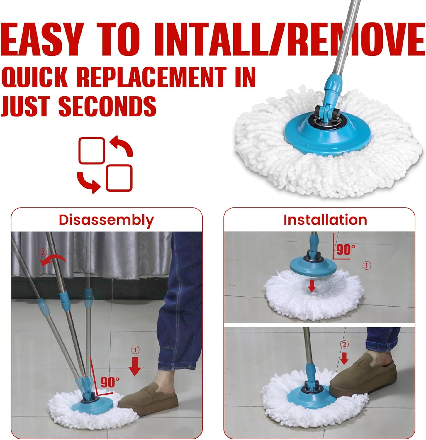 BOCA STORY 6Pcs Round Mop Head Scrubber Brush Replacement