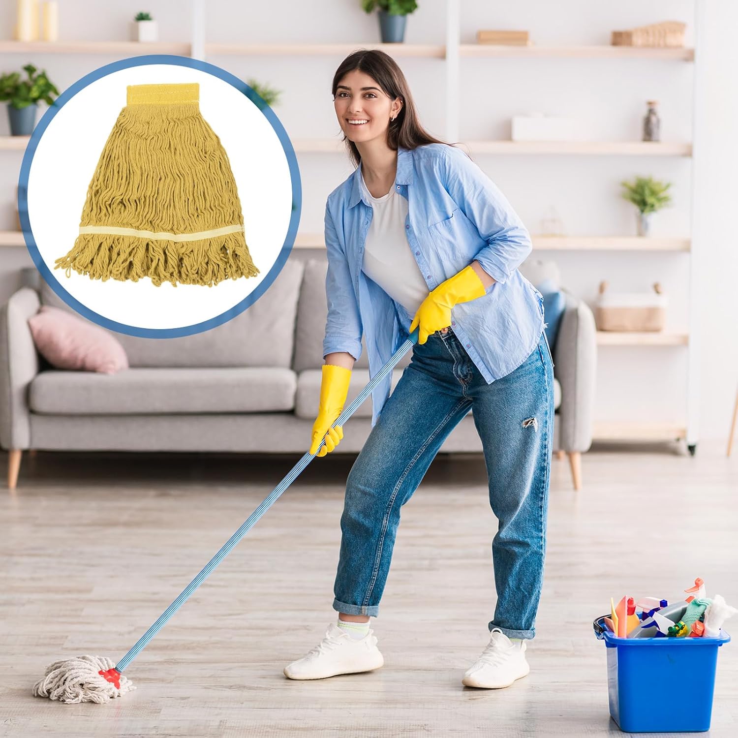 Uxcell 6Pcs Cotton String Mop Head Replacement