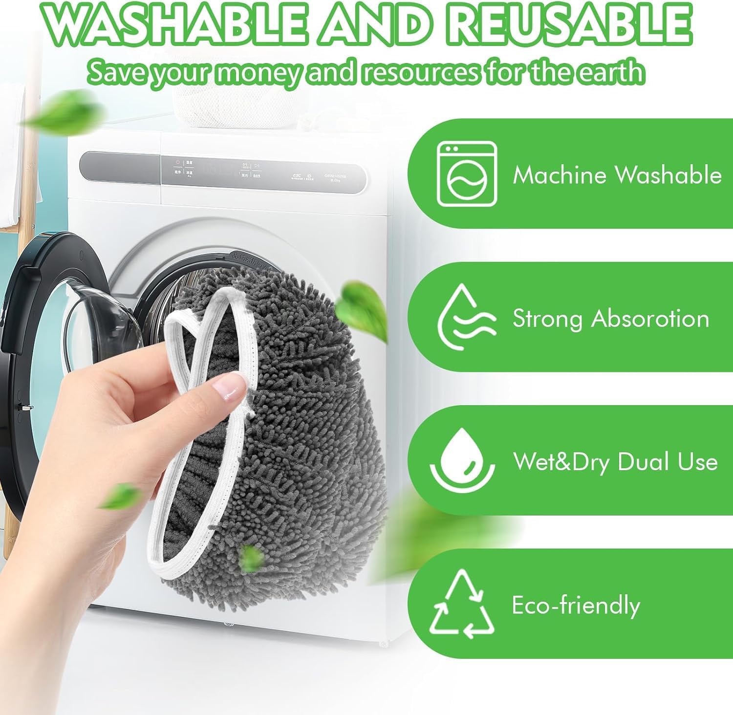 12Pcs Reusable Microfiber Mop Pads Refill Set
