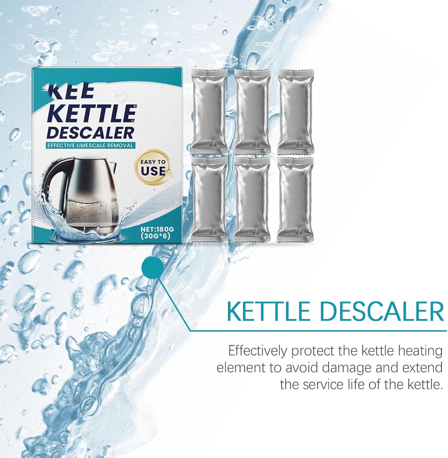 Electric Kettle Descaler - 30g6 Packs Limescale Remover for Home Use