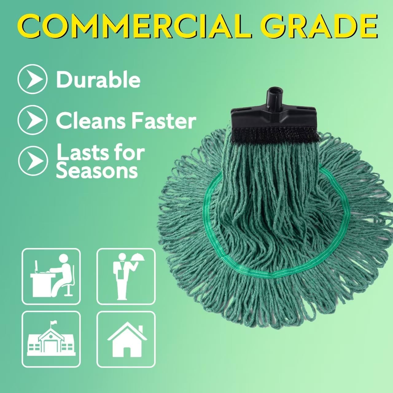 Matthew Heavy Duty Mop Head Replacement 2-Pack Green with Brush