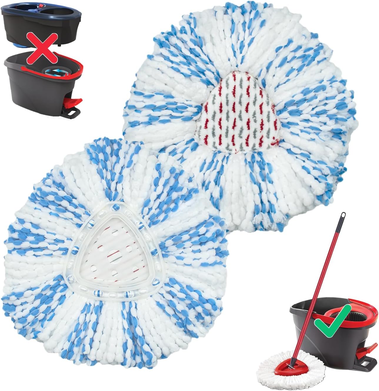 Funtin 2-Pack Mop Replacement Heads for Ocedar EasyWring Spin Mop System