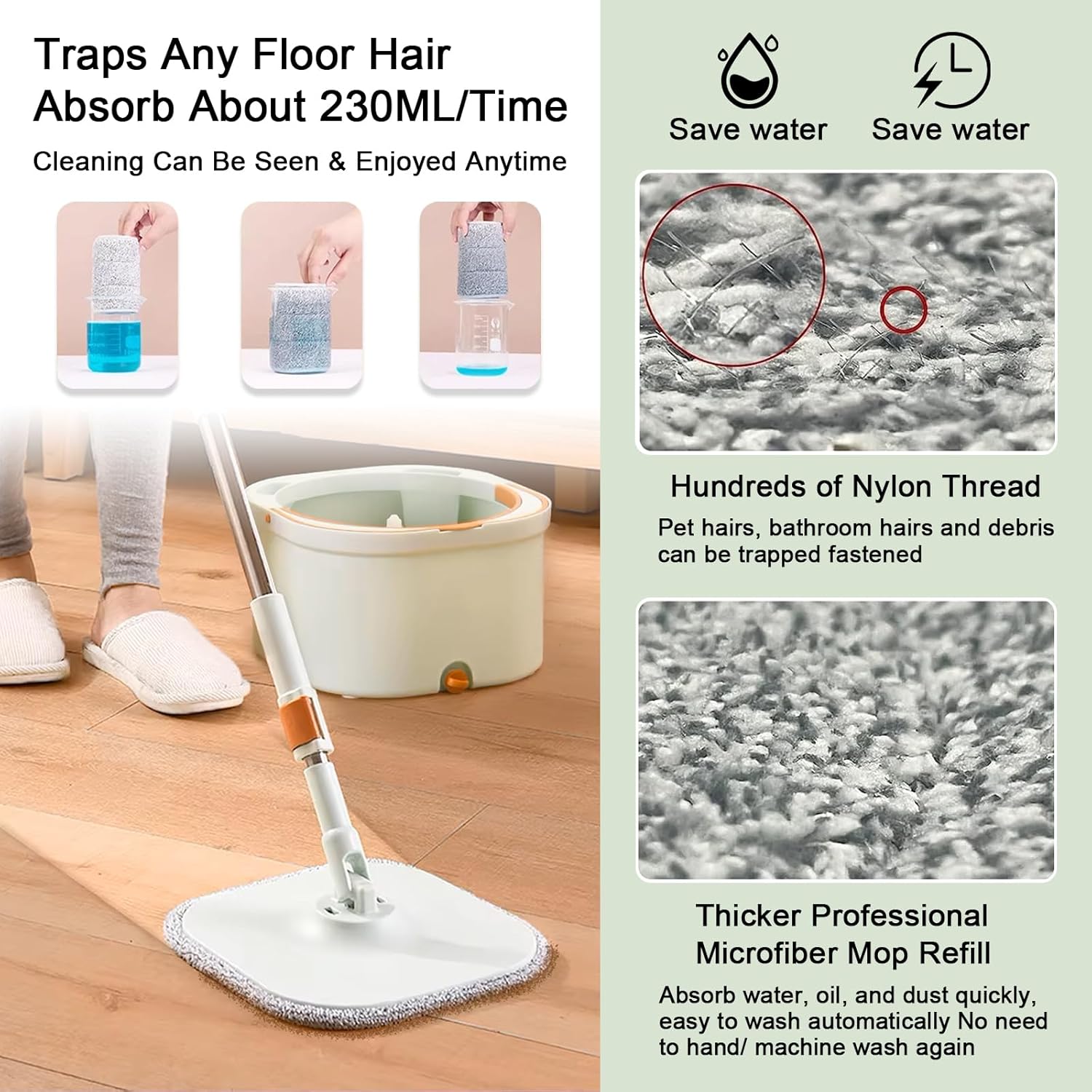 4 Pack 9 Inch Square Microfiber Mop Pad Refill - Grey