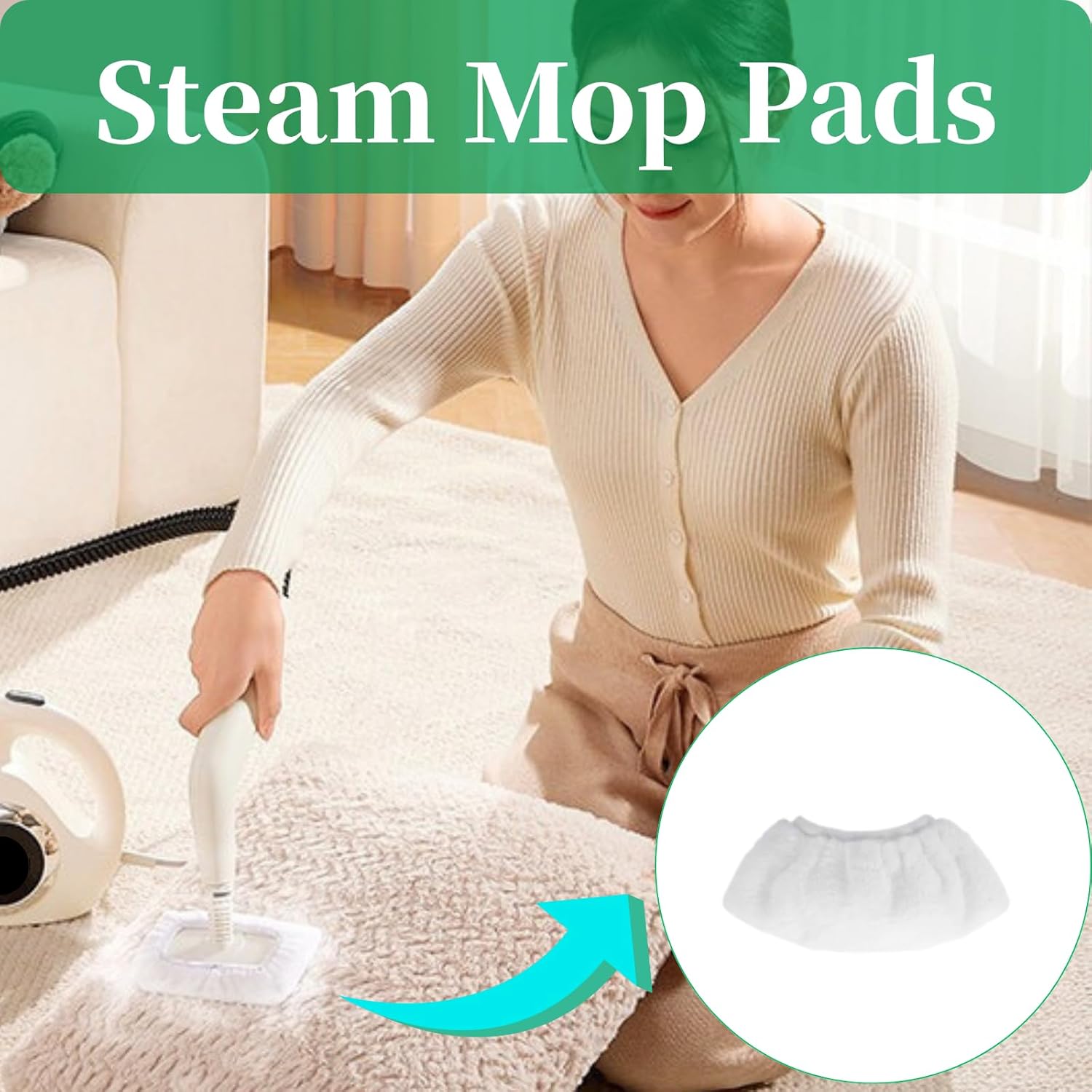 Cayton Steam Mop Pads 15PCS Reusable Universal Cleaner Attachments