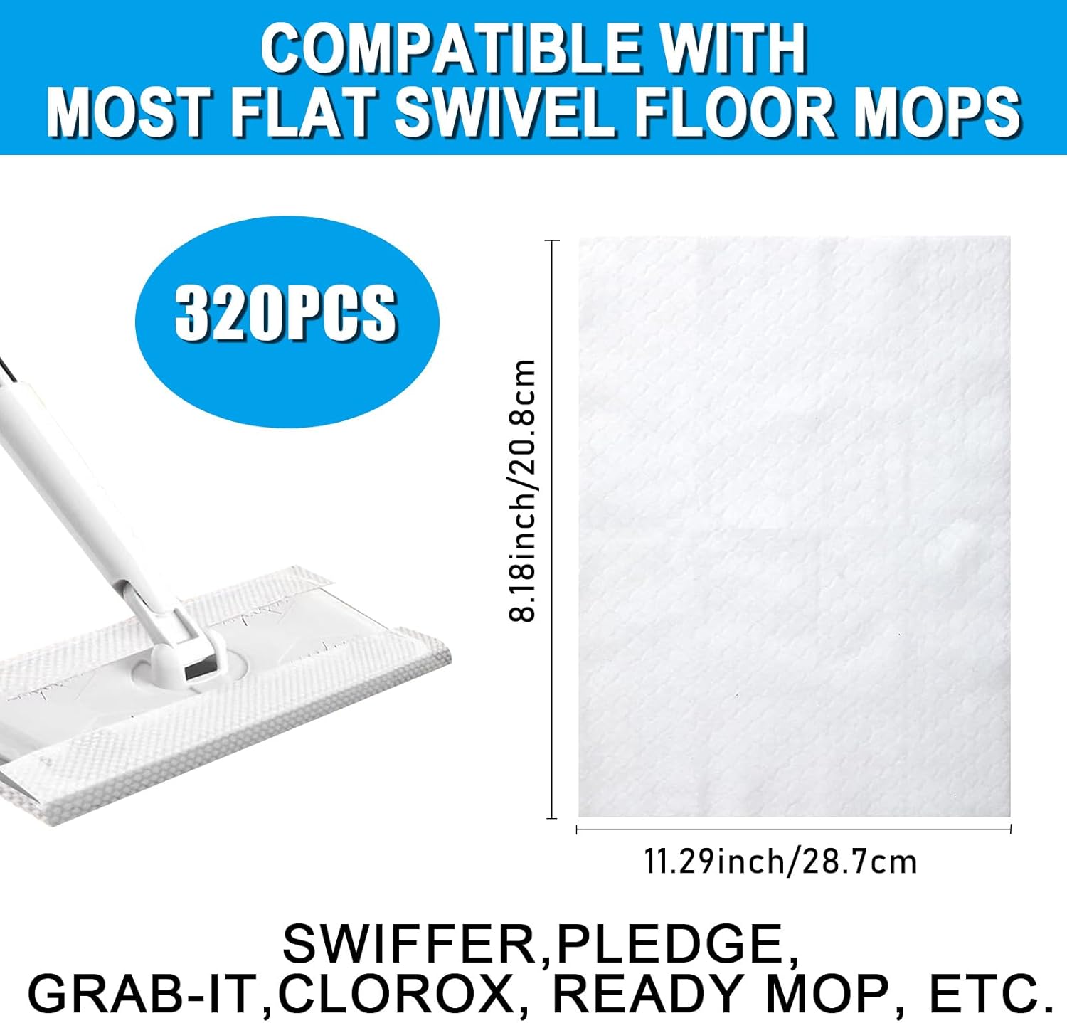 FWEEK 320 Count Dry Mop Cloths for Swiffer Dust Hair Removal