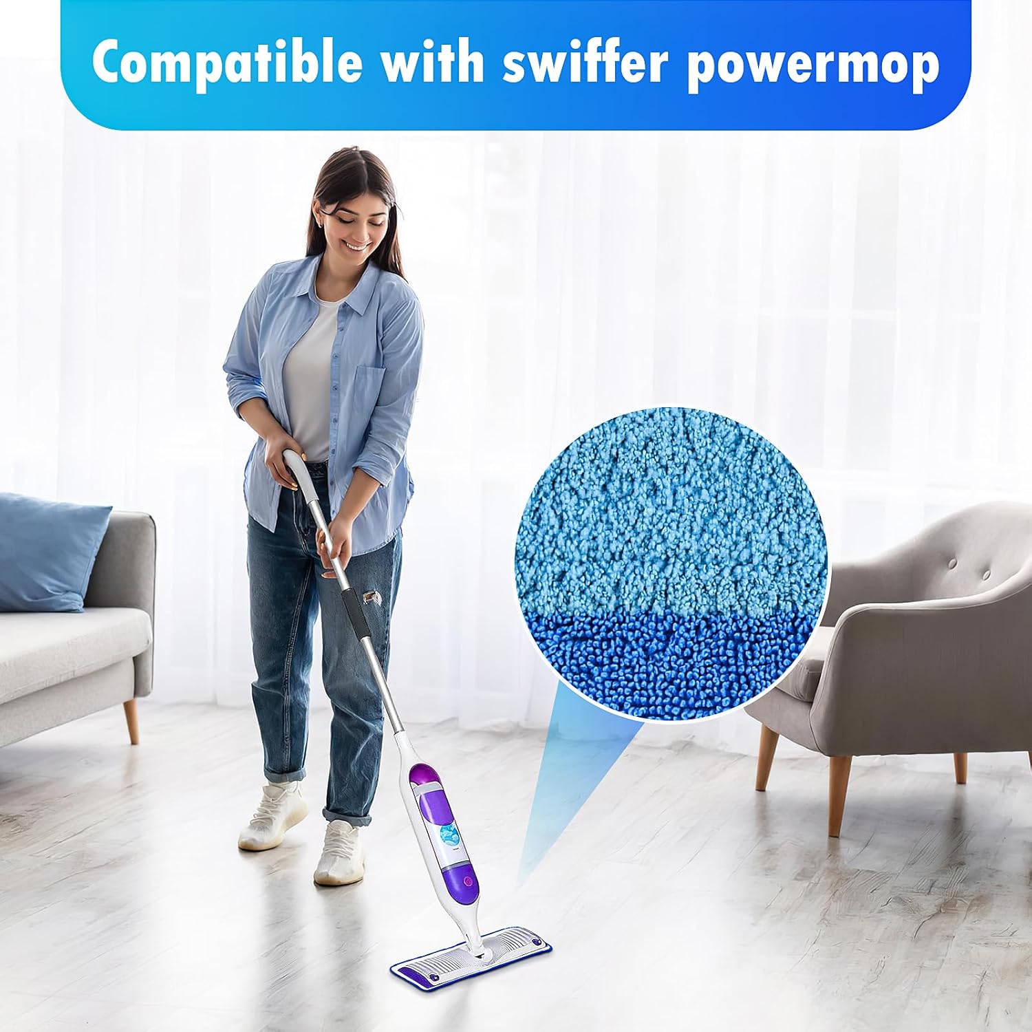 4 Pack Reusable Swiffer Power Mop Pad Refills