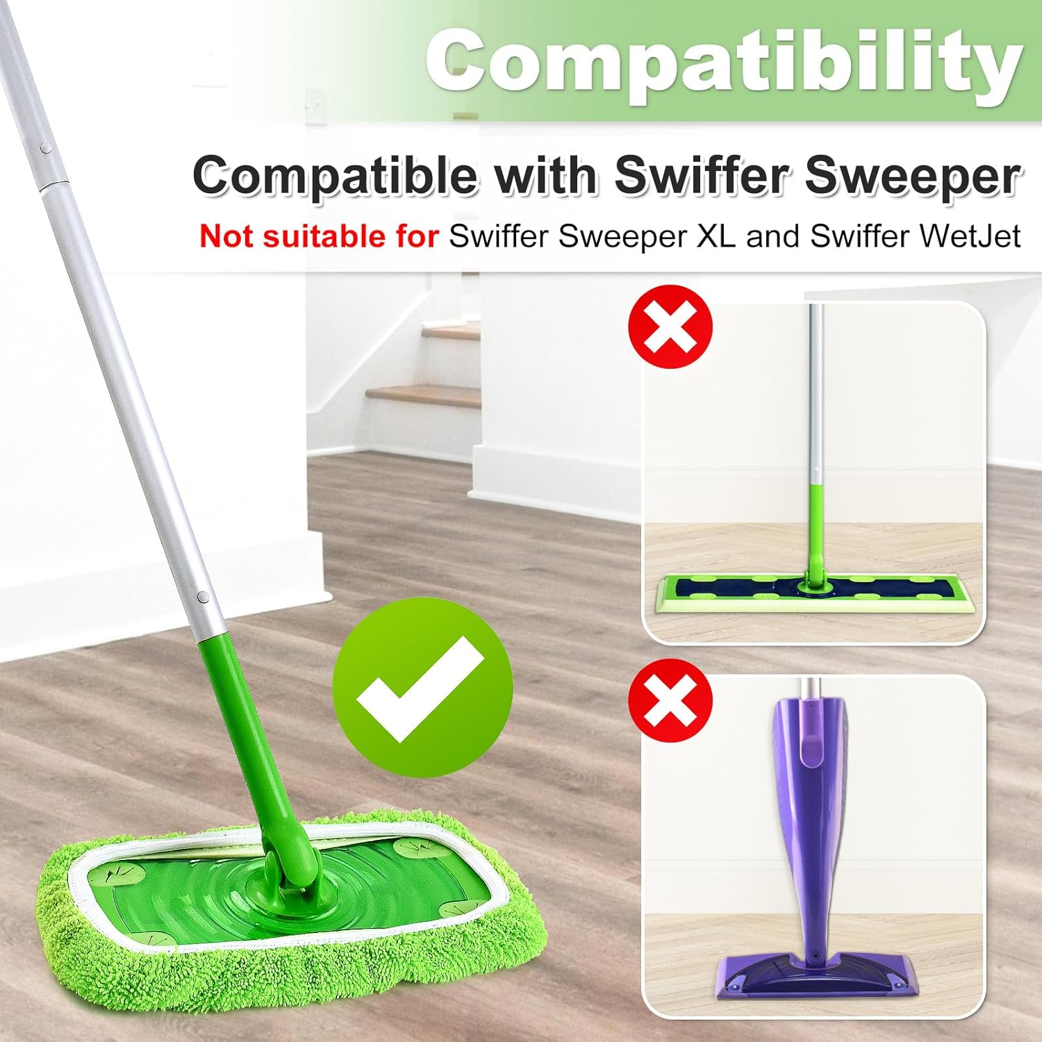 DLAIMI Reusable Microfiber Mop Pads 6PCS for Swiffer Sweeper