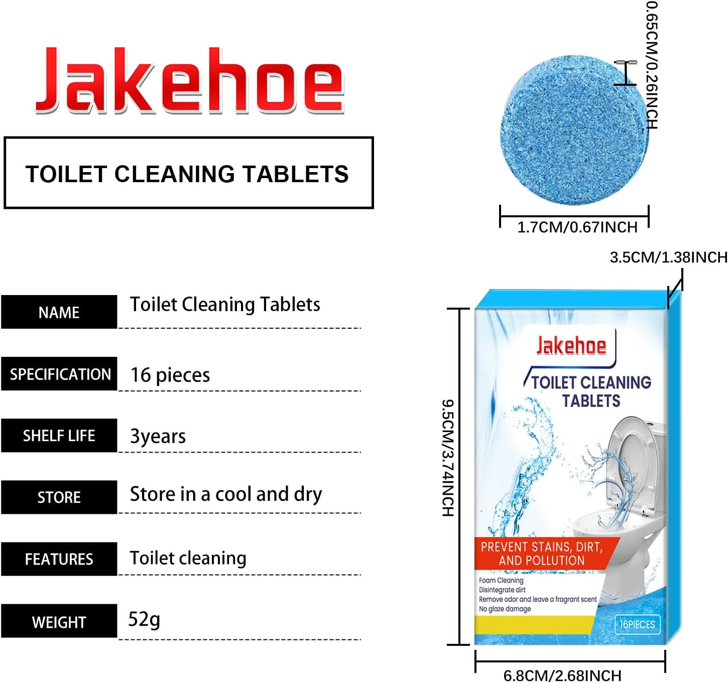 Jakehoe Toilet Cleaning Tablets 16 Pack