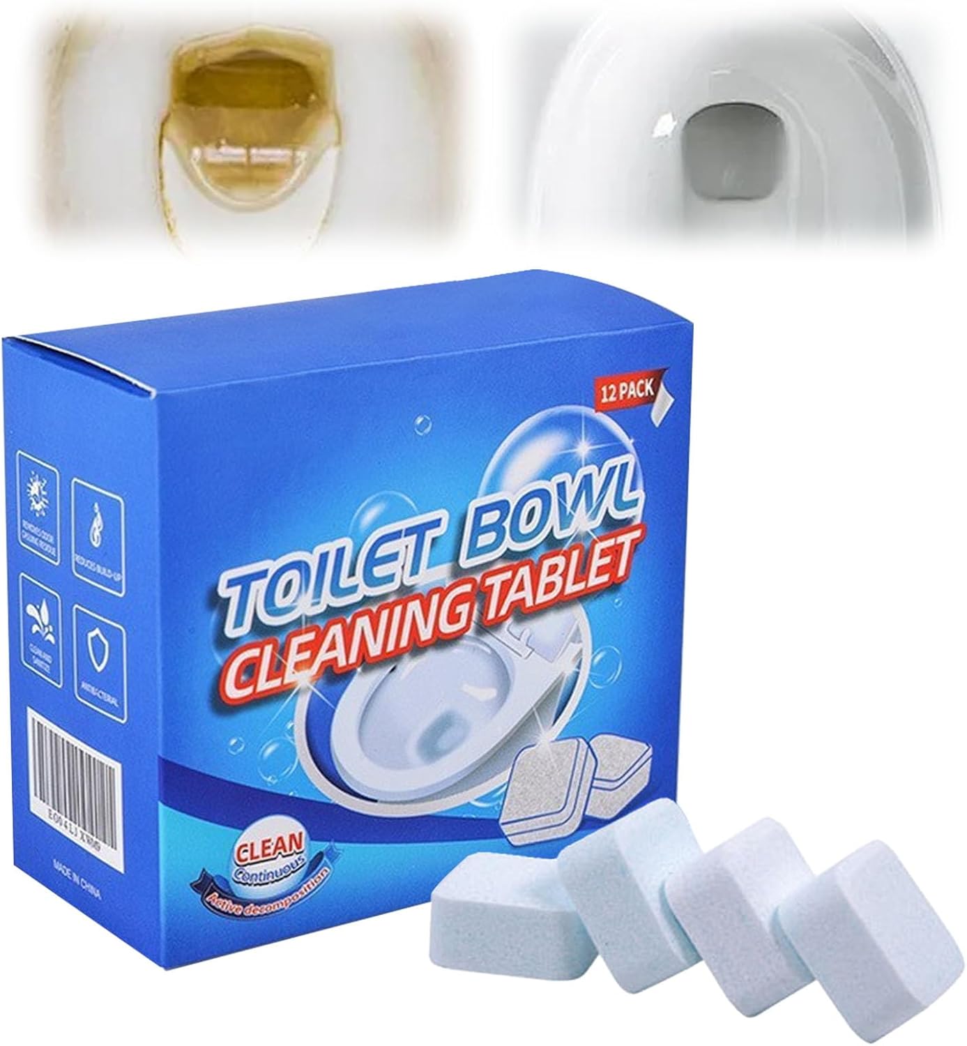 Foxiod 12Pcs Extra Strong Toilet Cleaner Tablets