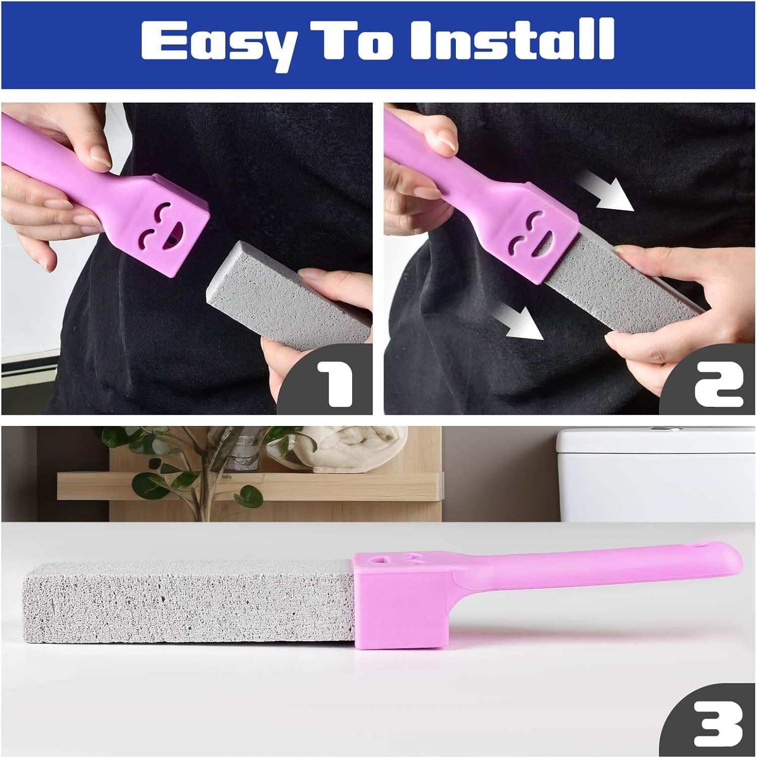 CONLI 60 Pack Pumice Stones with Handle for Toilet Cleaning