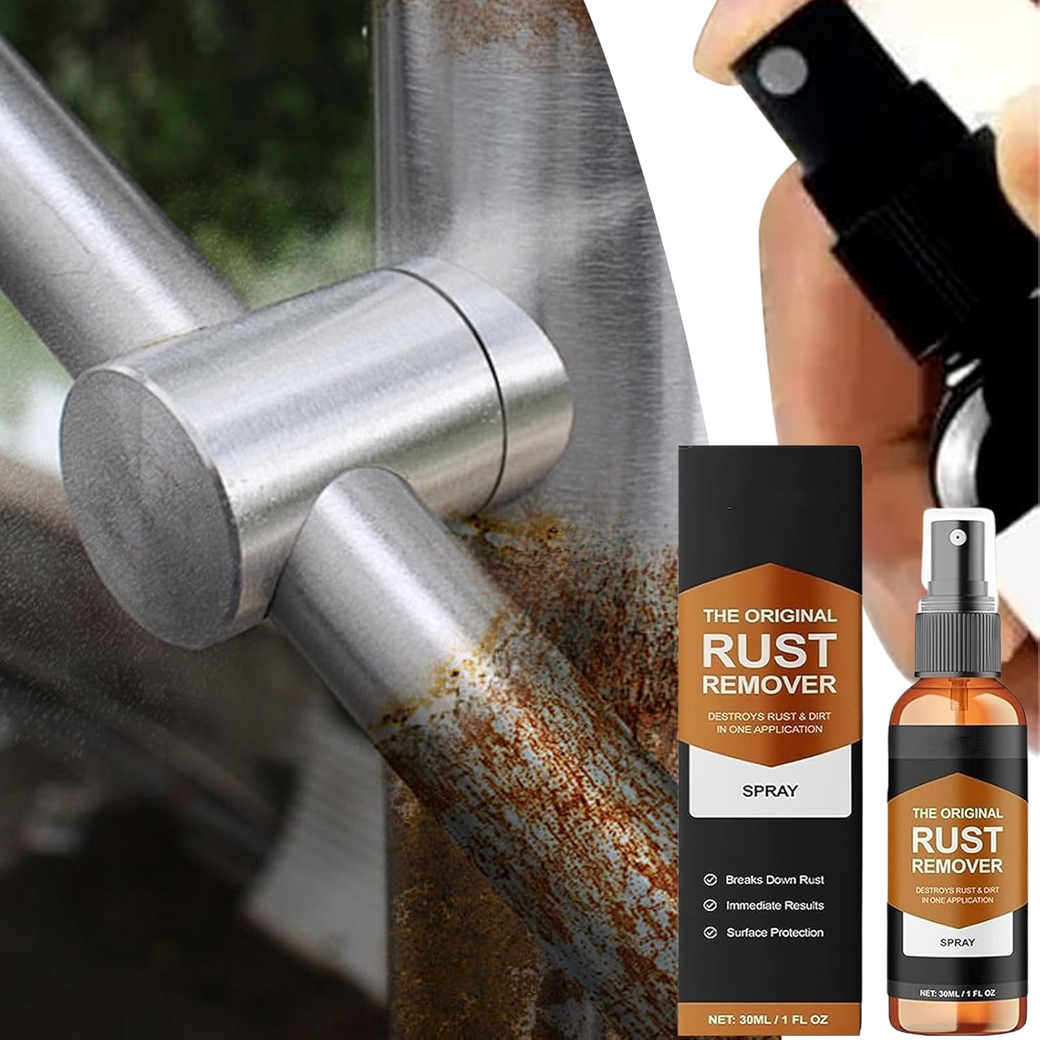 Car Rust Remover Spray 30ml for Metal and Concrete Cleaning