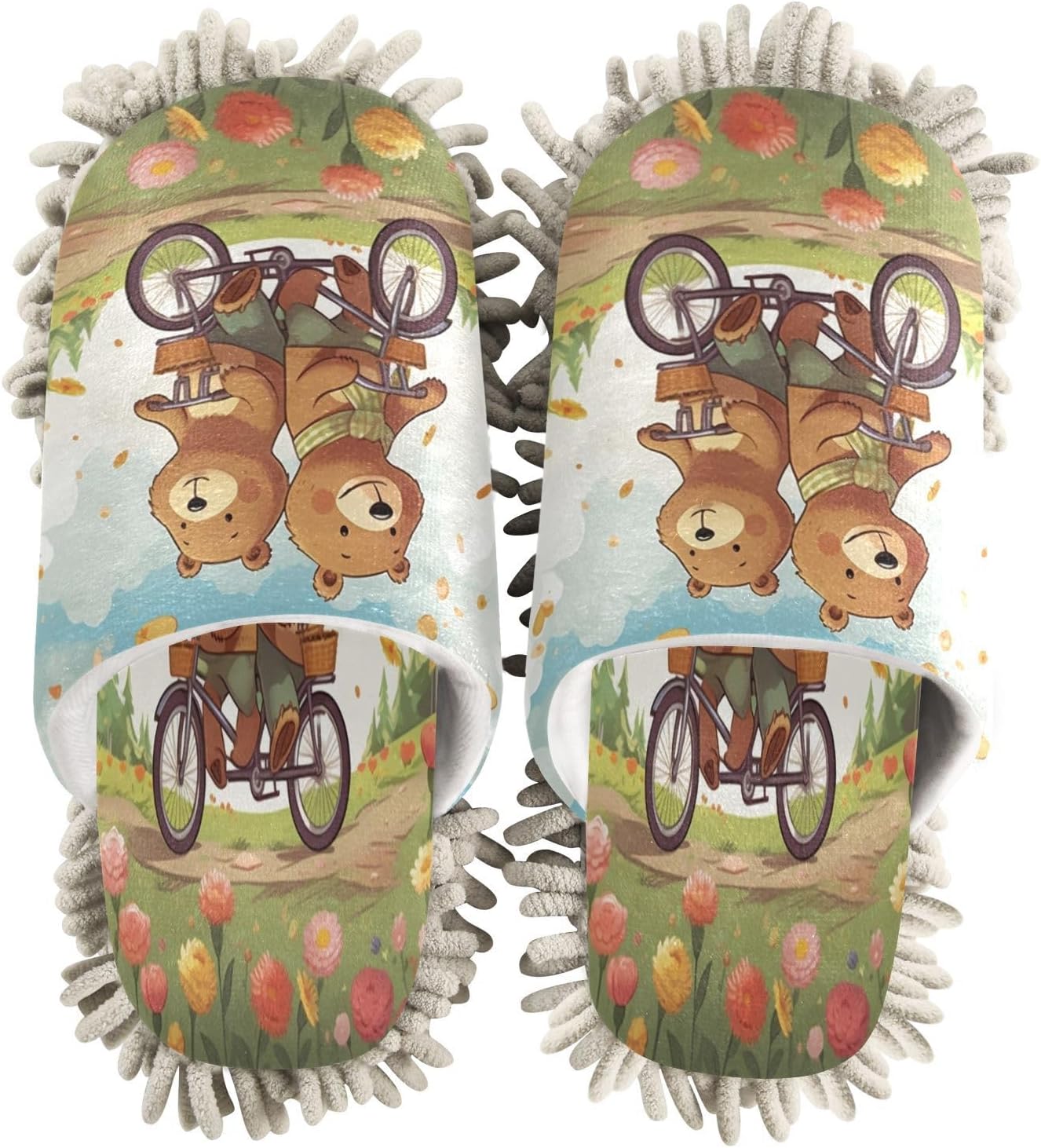 Bulletgxll Cartoon Bears Mopping Slippers - M