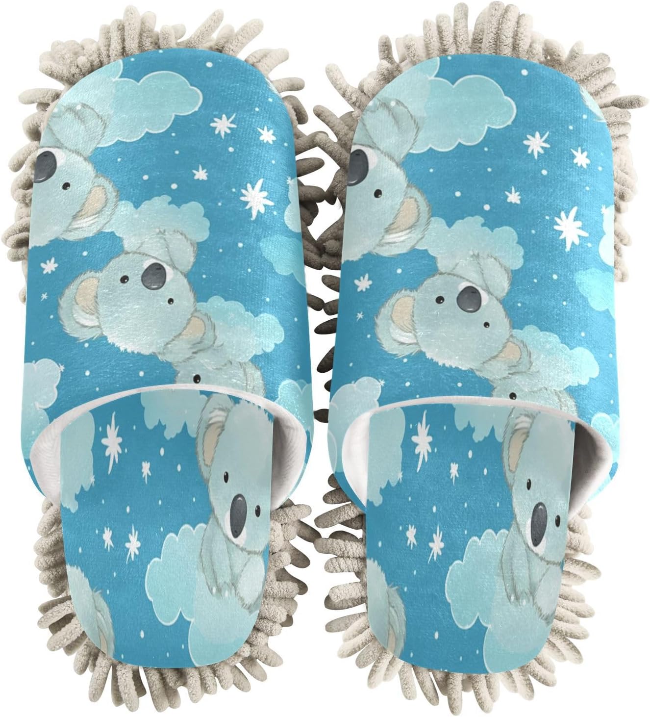 Bulletgxll Clouds and Koala Mopping Slippers - Washable Reusable