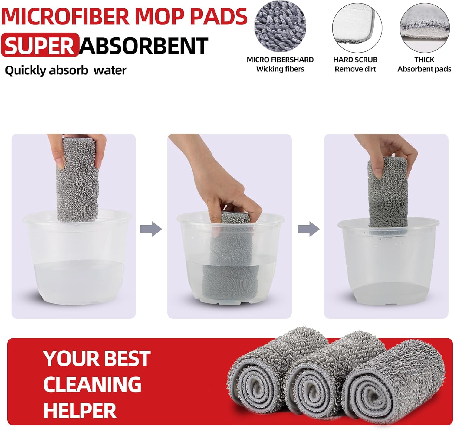 6pcs Microfiber Spray Mop Replacement Heads for Hard Floors