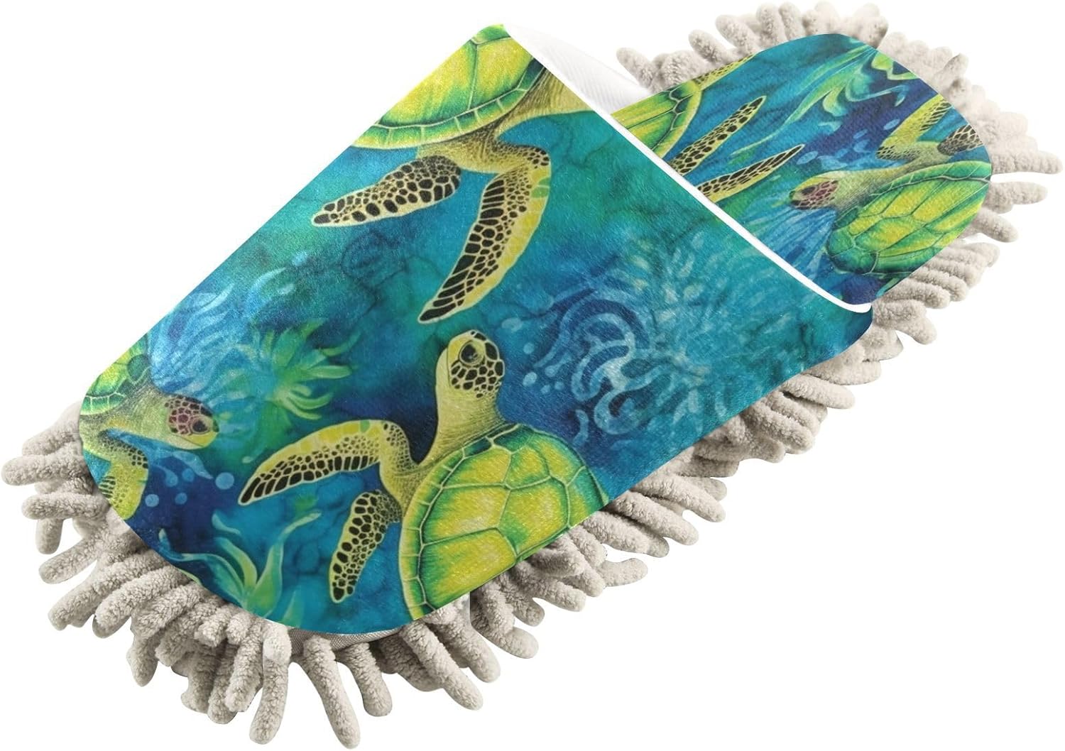 Green Sea Turtle Microfiber Mopping Slippers - M Size