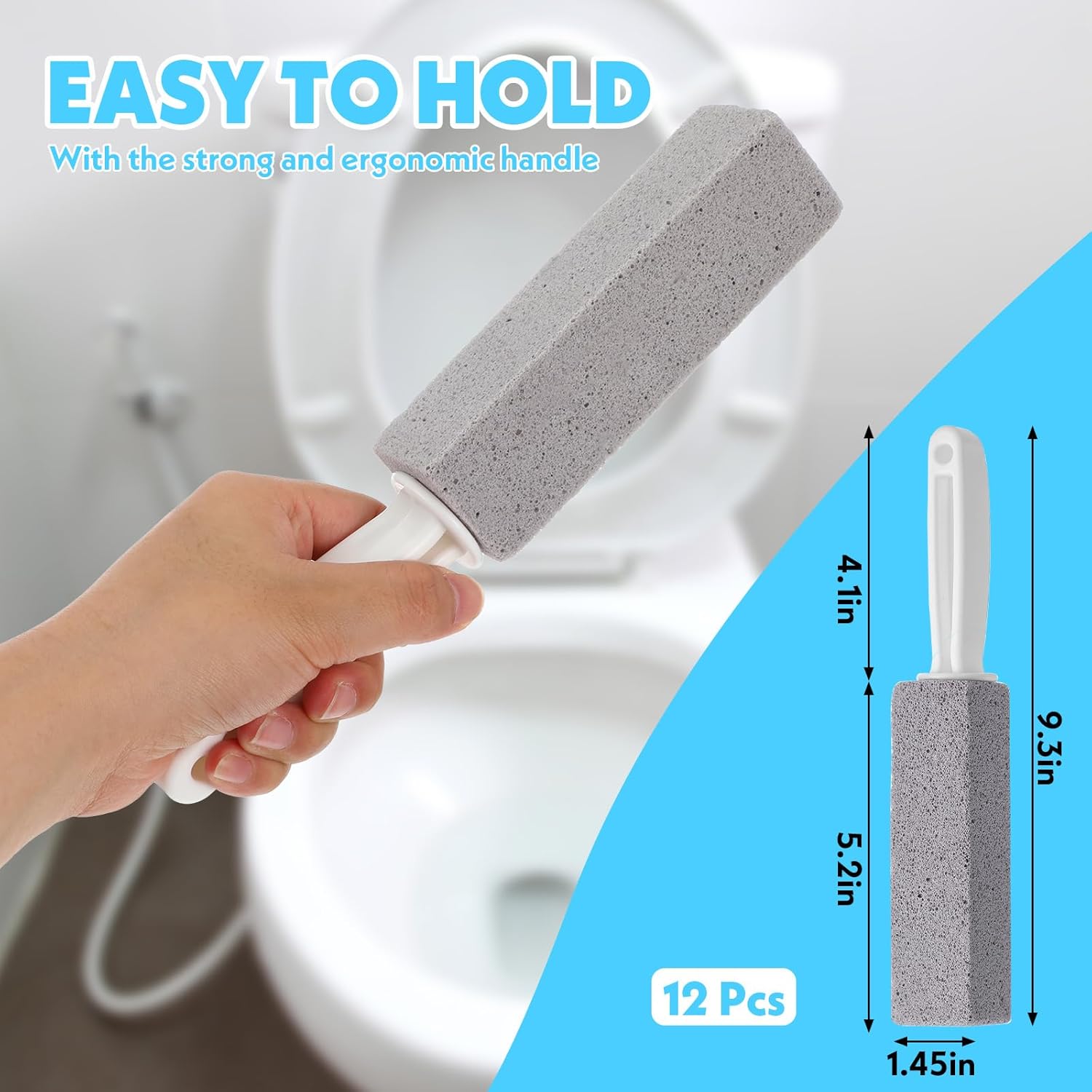 12 Pack Pumice Stones with Handle for Toilet and More