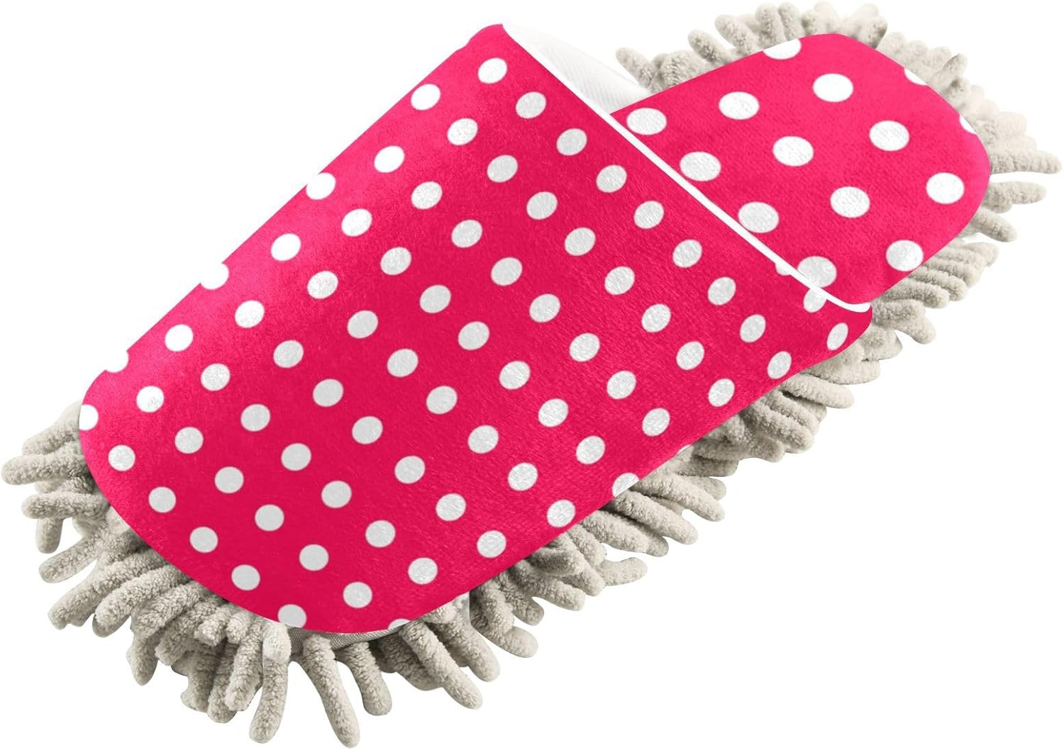FLildon Microfiber Cleaning Slippers Red White Polka Dots Washable Mop Shoes