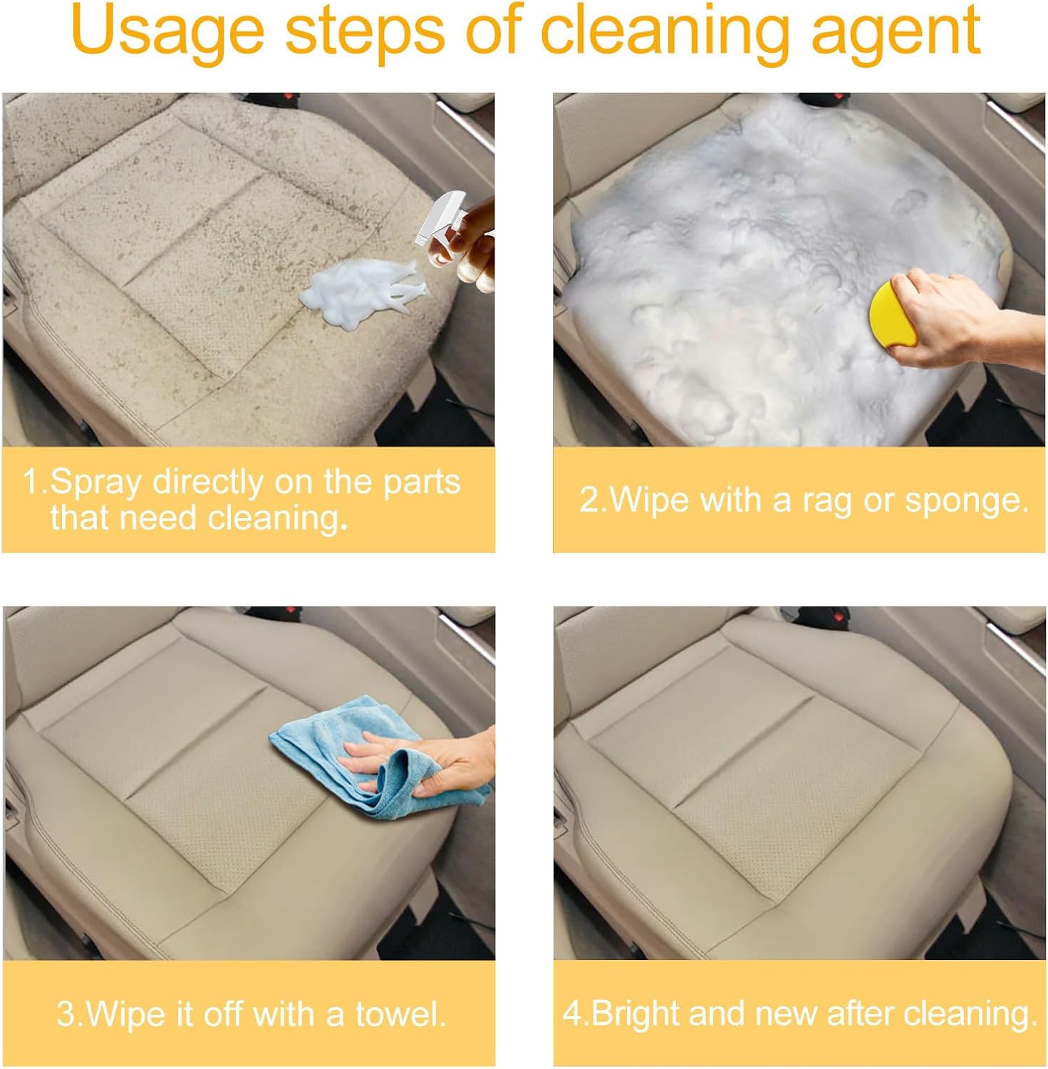 Aozonyoi Peony Car Interior Foam Cleaner 4 Pack