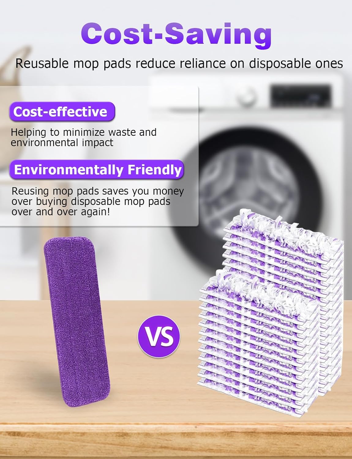 6-Pack Purple Reusable Swiffer Mop Pads