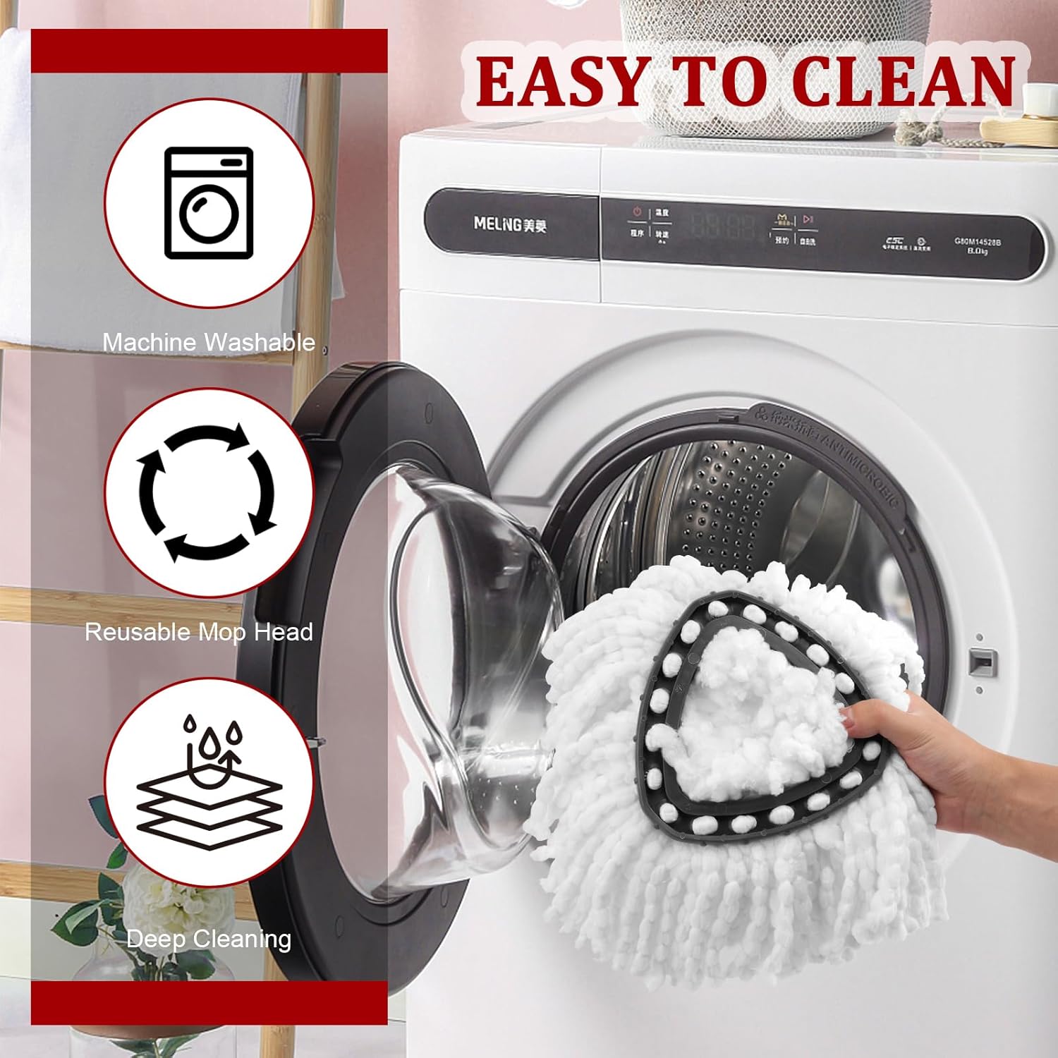 NICEMOVIC 5 Pack Spin Mop Replacement Heads