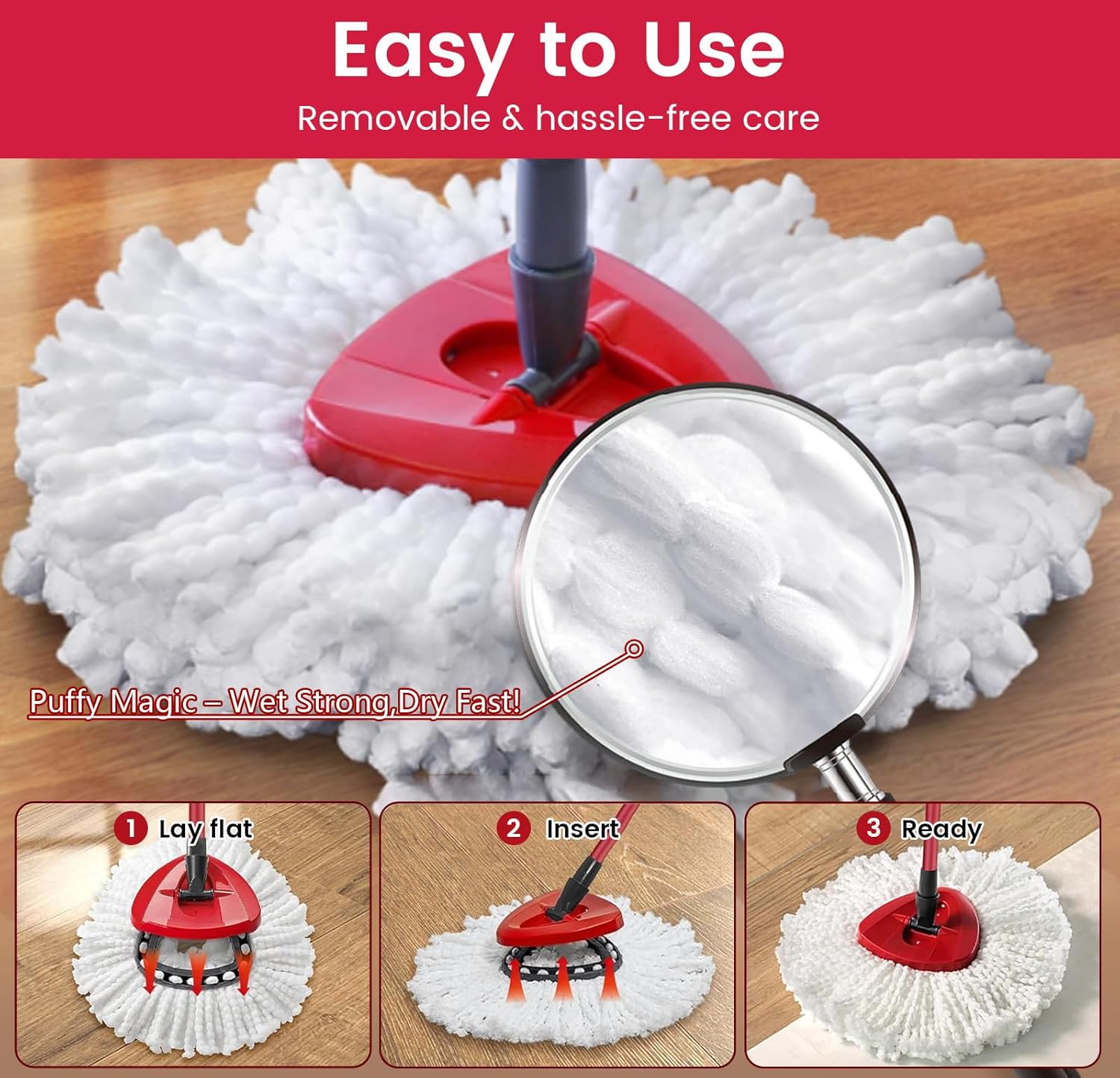 Dovcleing Mop Heads Replacement 6Pack for O Cedar Easy Wring Spin Mop