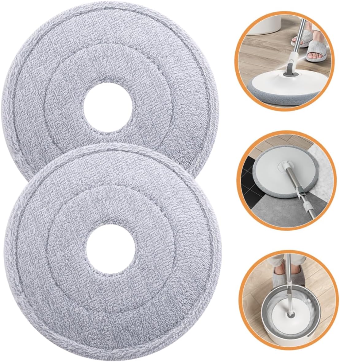 Ipetboom 2pcs Round Mop Refill for Hardwood Tile Floors