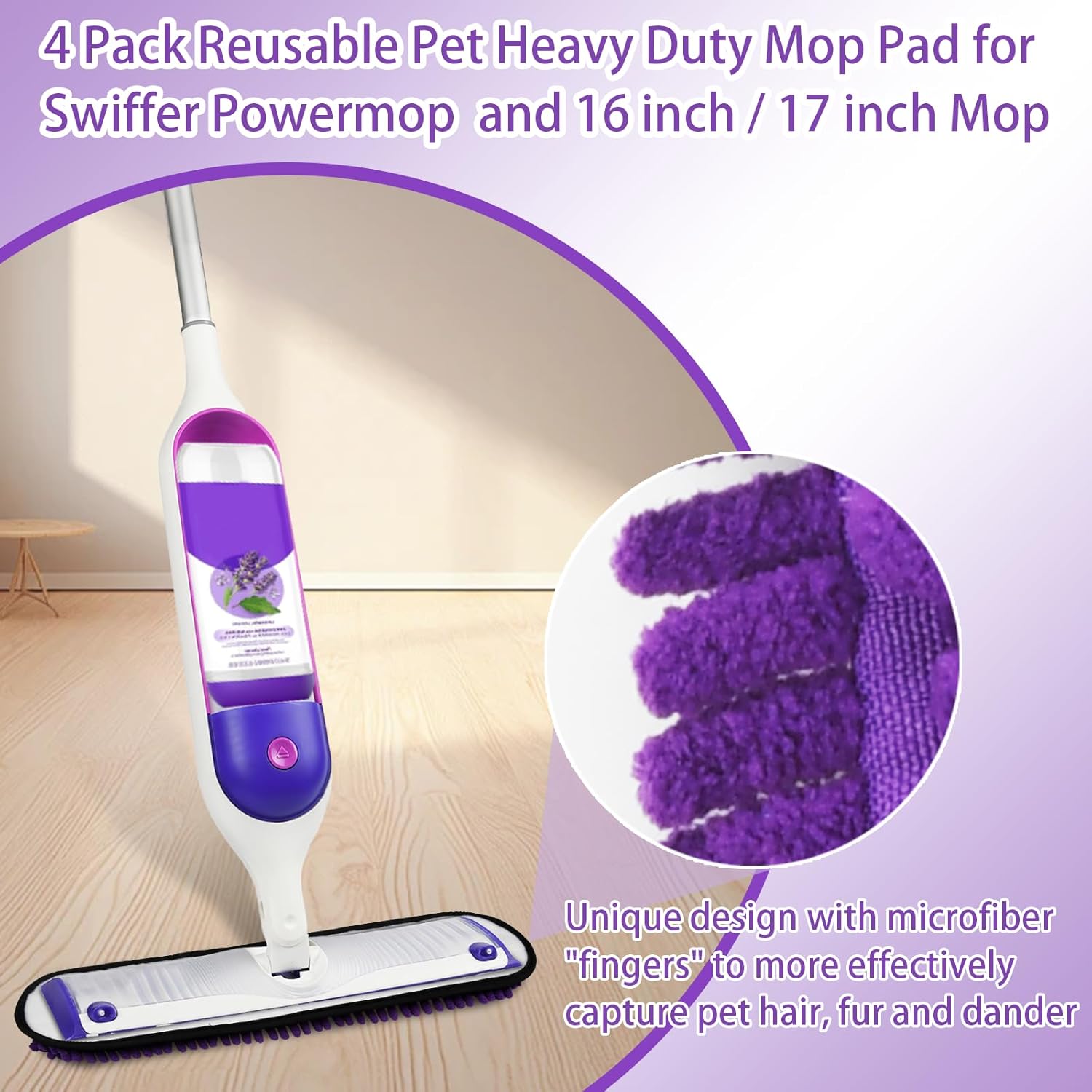 NIXOOT 4 Pack Heavy Duty Pet Mop Refills for Swiffer
