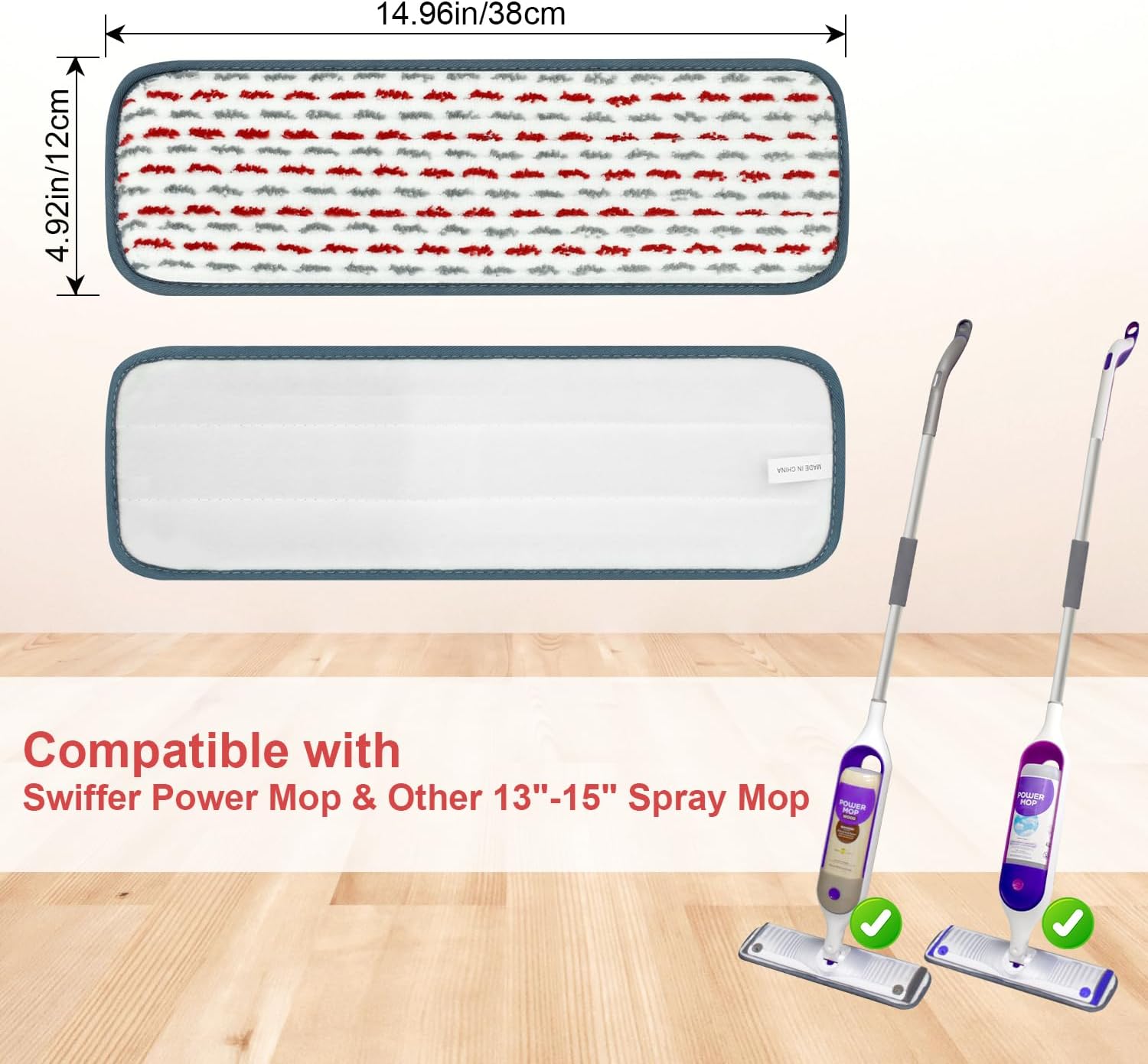 4 Pack Reusable Swiffer Power Mop Pads - Thicker Microfiber