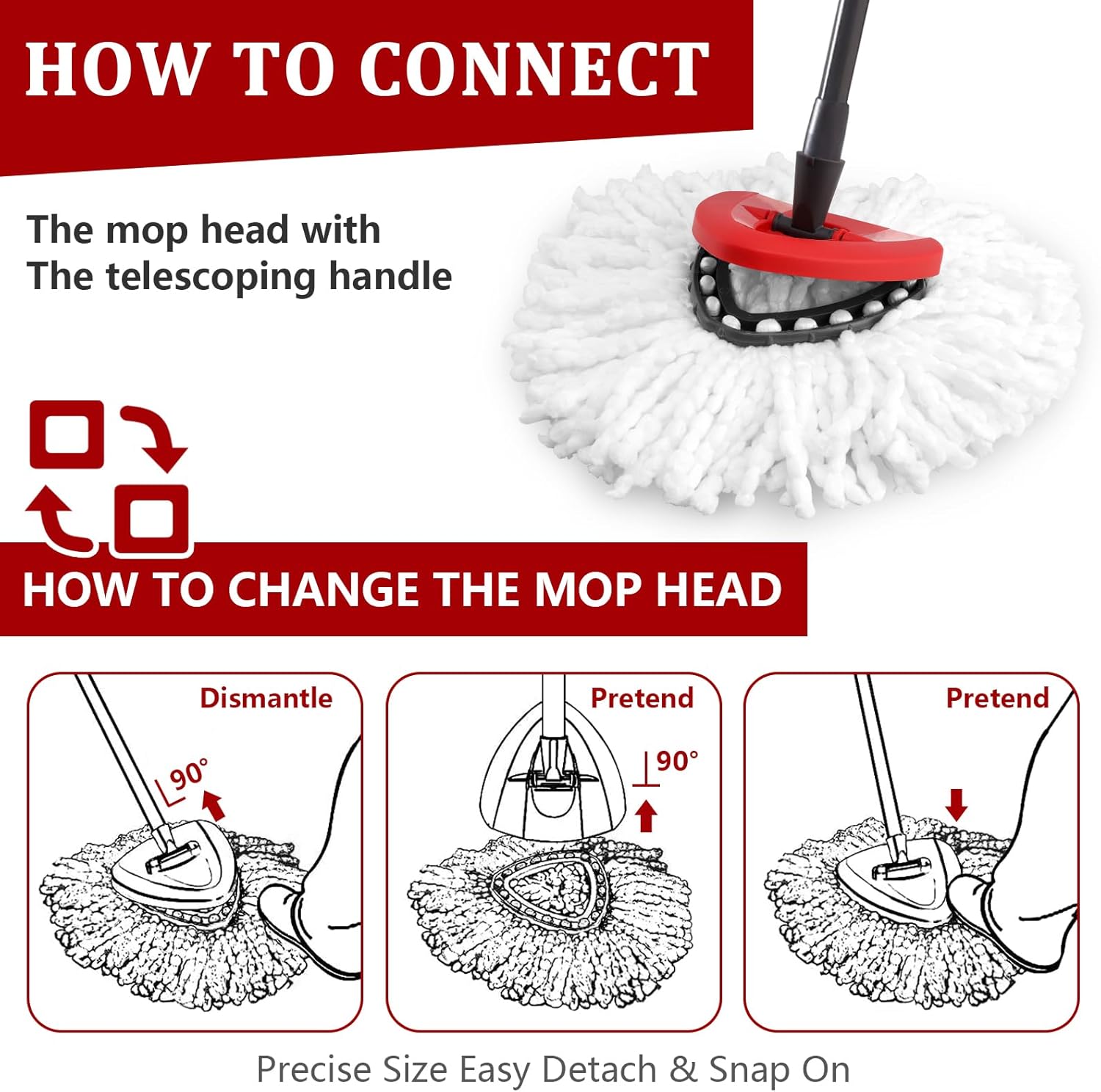 NICEMOVIC 5 Pack Spin Mop Replacement Heads