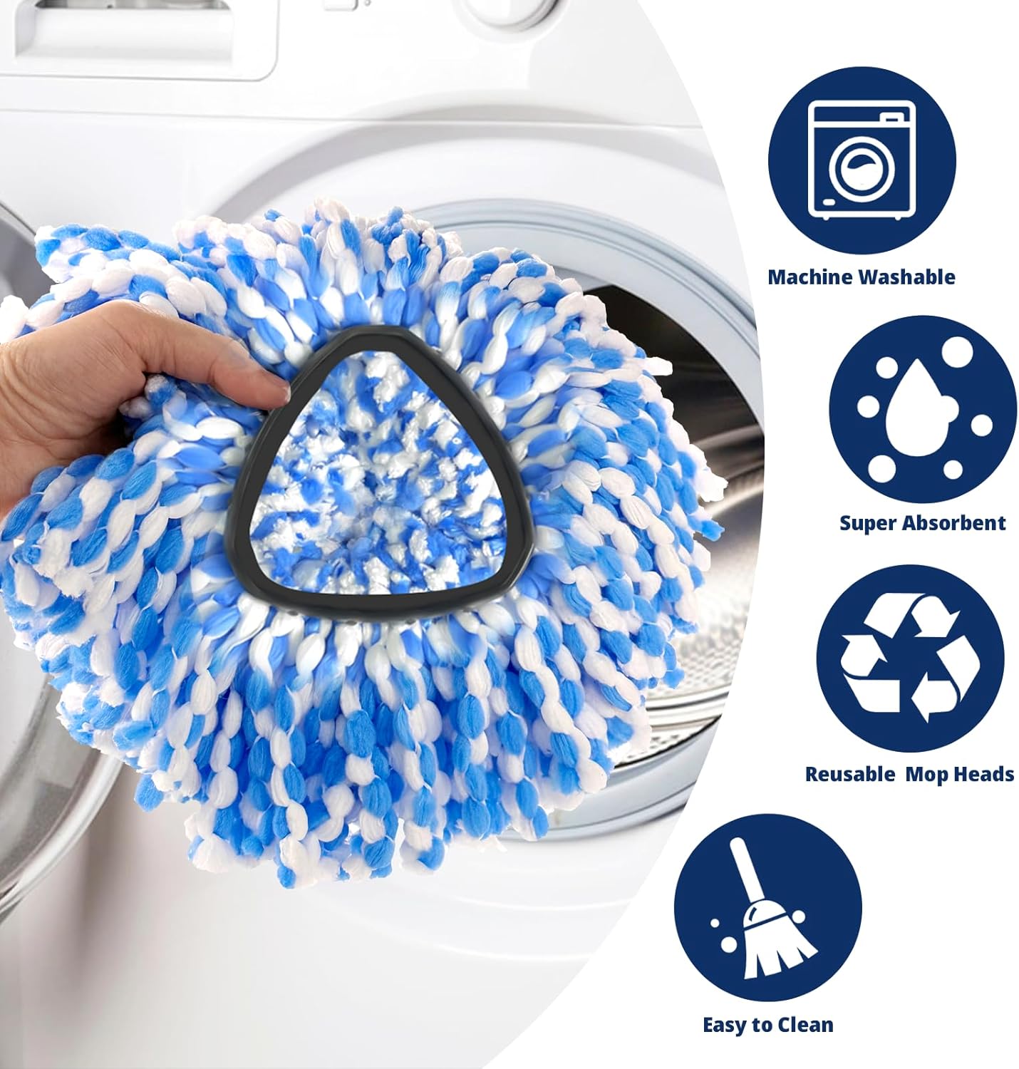 Spin Mop Replacement Heads 4-Pack Machine Washable RinseClean 2-Tank Compatible