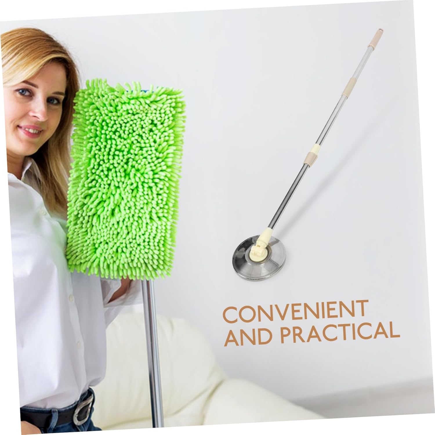 Expandable Mop Pole with Rotating Head and Telescopic Handle