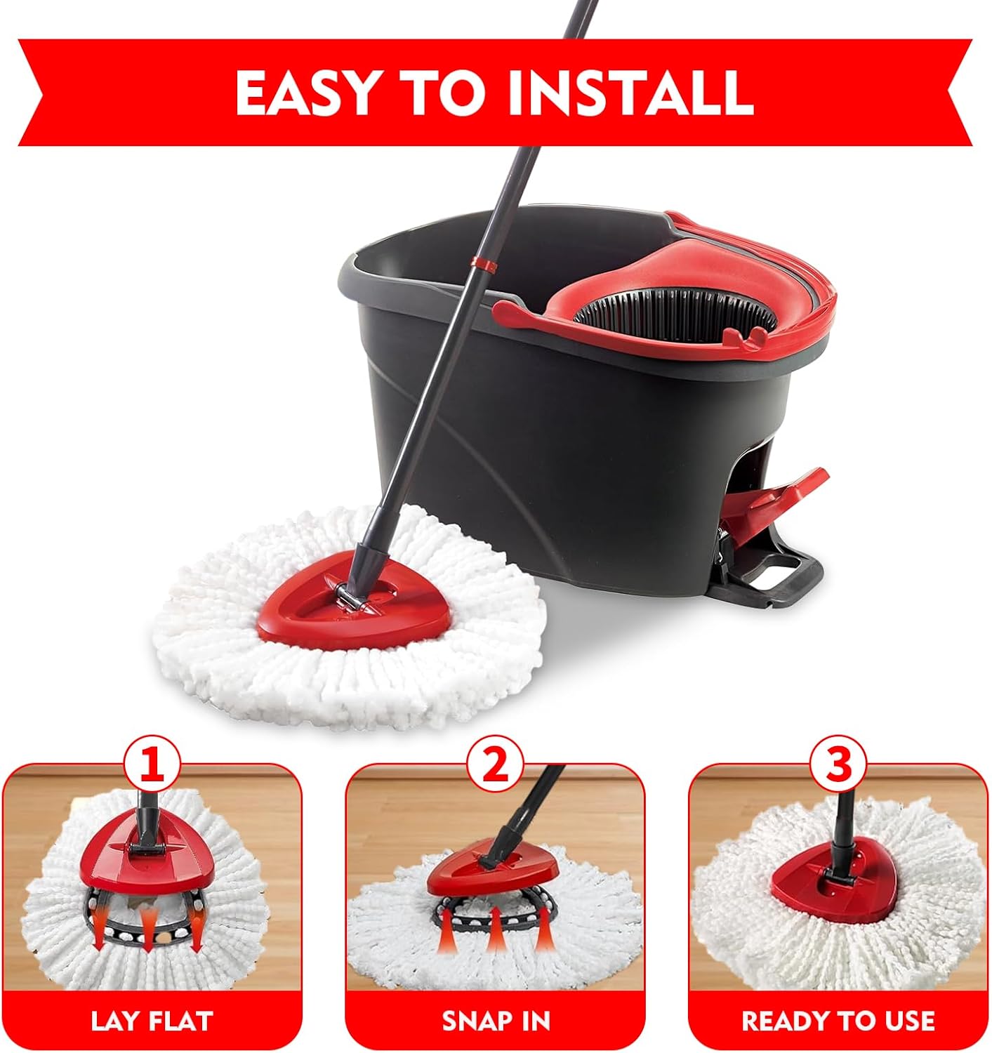 3 Pack Spin Mop Replacement Heads for O-Ceda Easywring