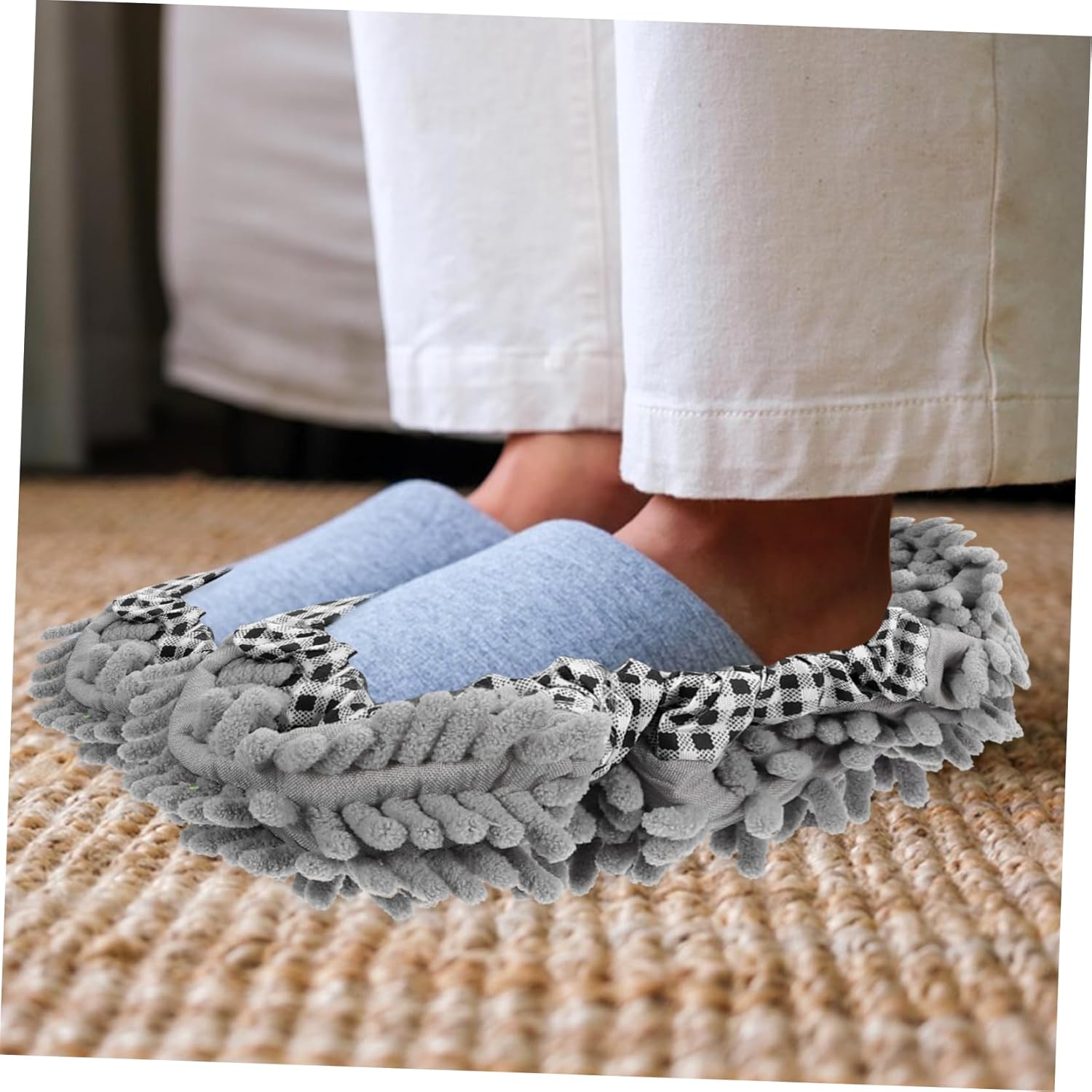 Ipetboom 2 Pairs Chenille Mop Slippers for Floor Cleaning