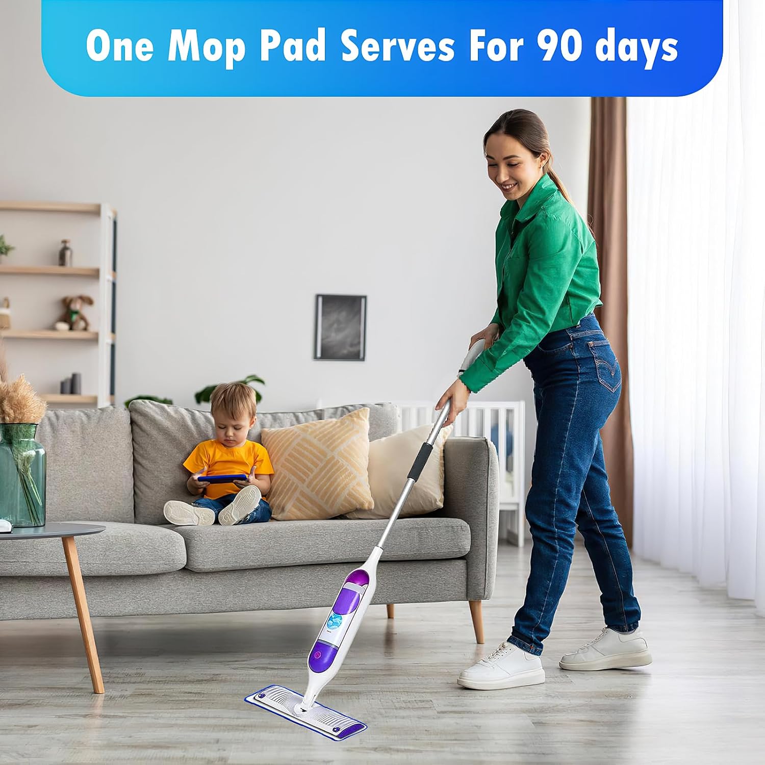 4 Pack Reusable Swiffer Power Mop Pad Refills