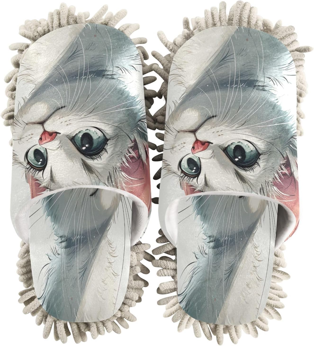 Bulletgxll Cartoon Cat Mopping Slippers Washable