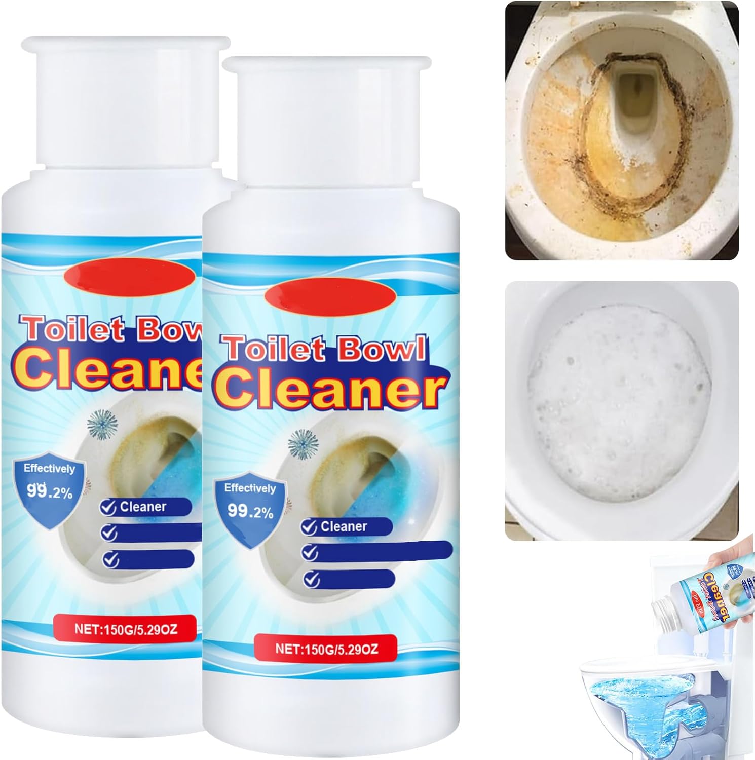 Omaky 2 Pcs Toilet Cleaner Foaming Bowl Squatting Pan Formula