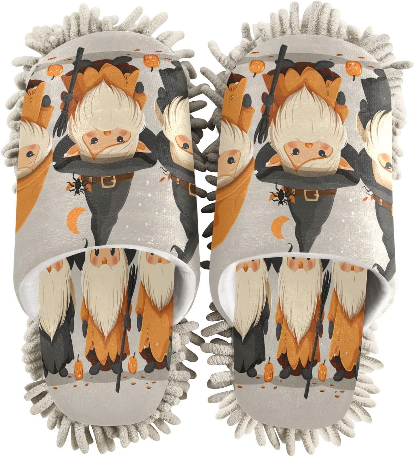 Zhirexin Halloween Pumpkin Gnome Cleaning Slippers