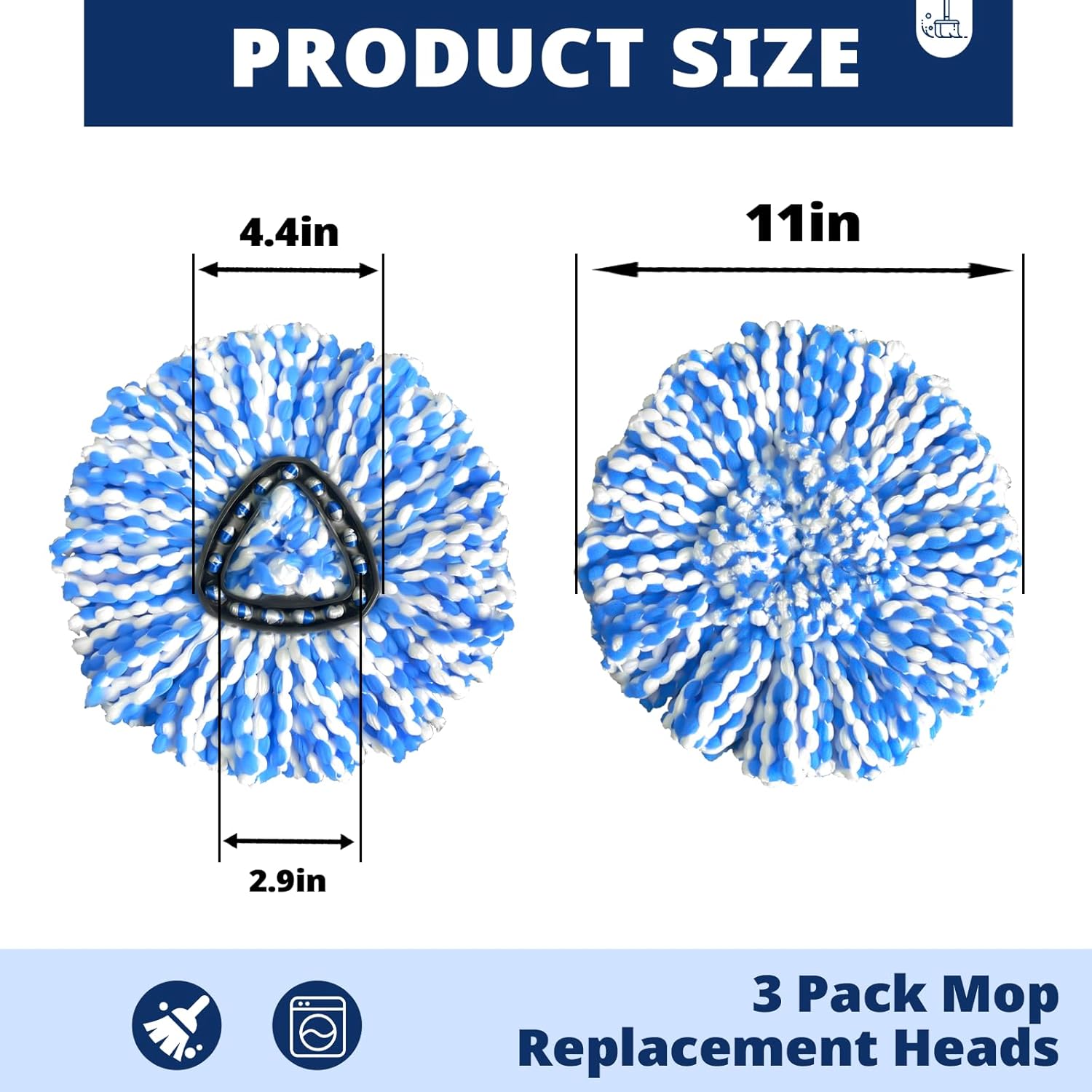 Spin Mop Replacement Heads 4-Pack Machine Washable RinseClean 2-Tank Compatible